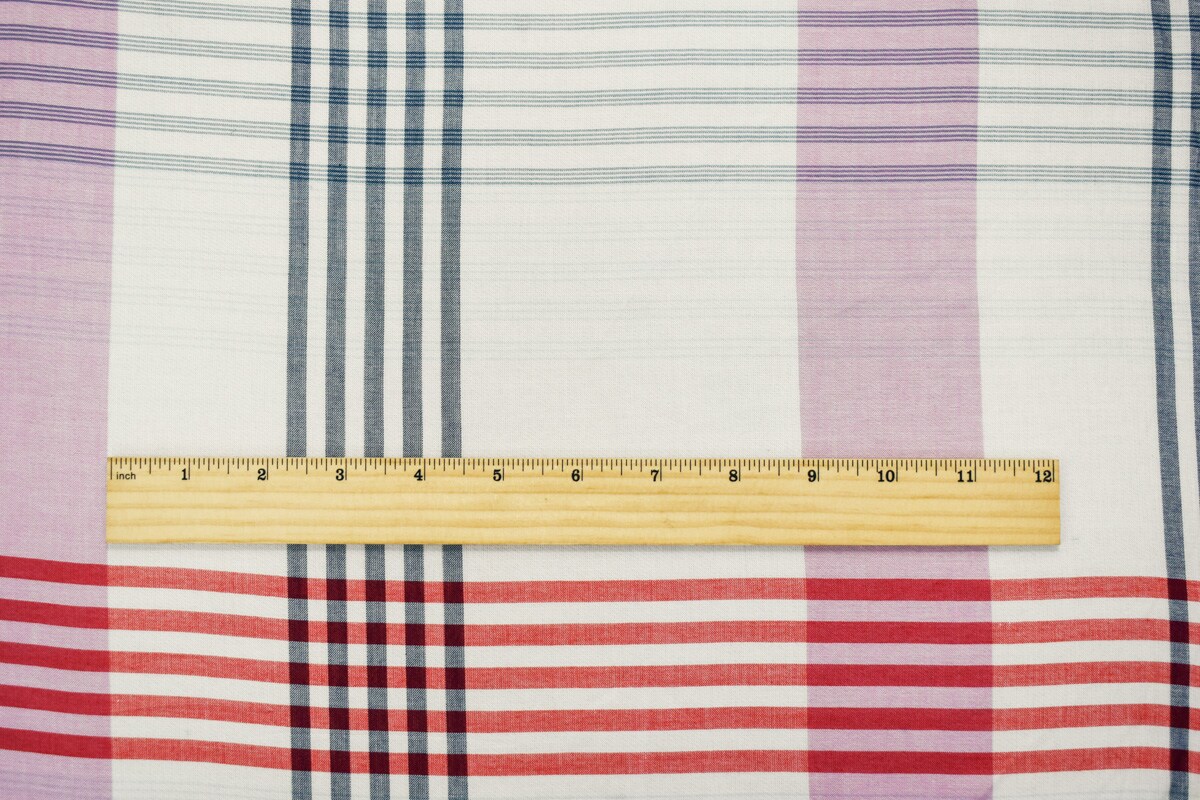 Red-Navy-Multi. Famous Maker Cotton Plaid Gauze Woven Fabric By the Yard