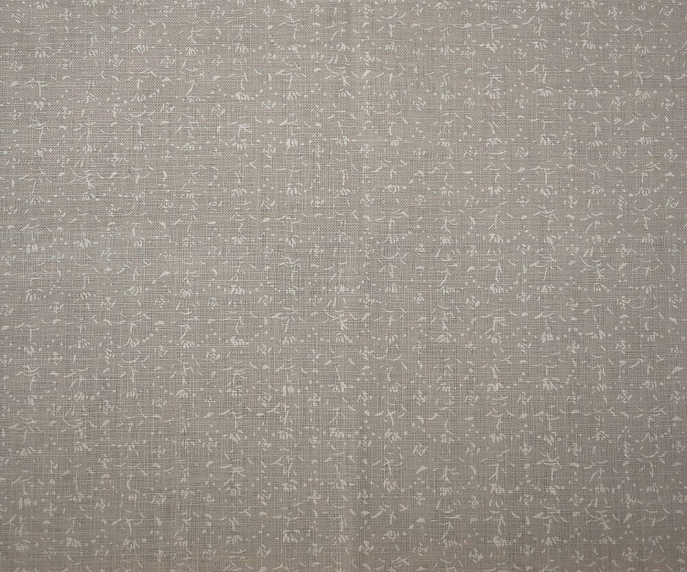 Taupe -White Nani IRO Dainty Abstract Pattern Print Linen Sheeting Fabric By the Yard