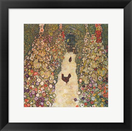 Framed Art Garden Path with Chickens, 1916 by Gustav Klimt Wall Decor 18x24 Artwork