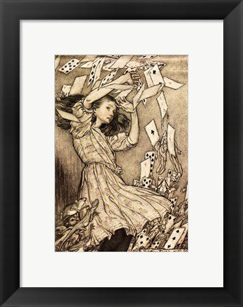 Framed Art Alice in Wonderland - cards by Arthur Rackham Wall Decor 18x24 Artwork