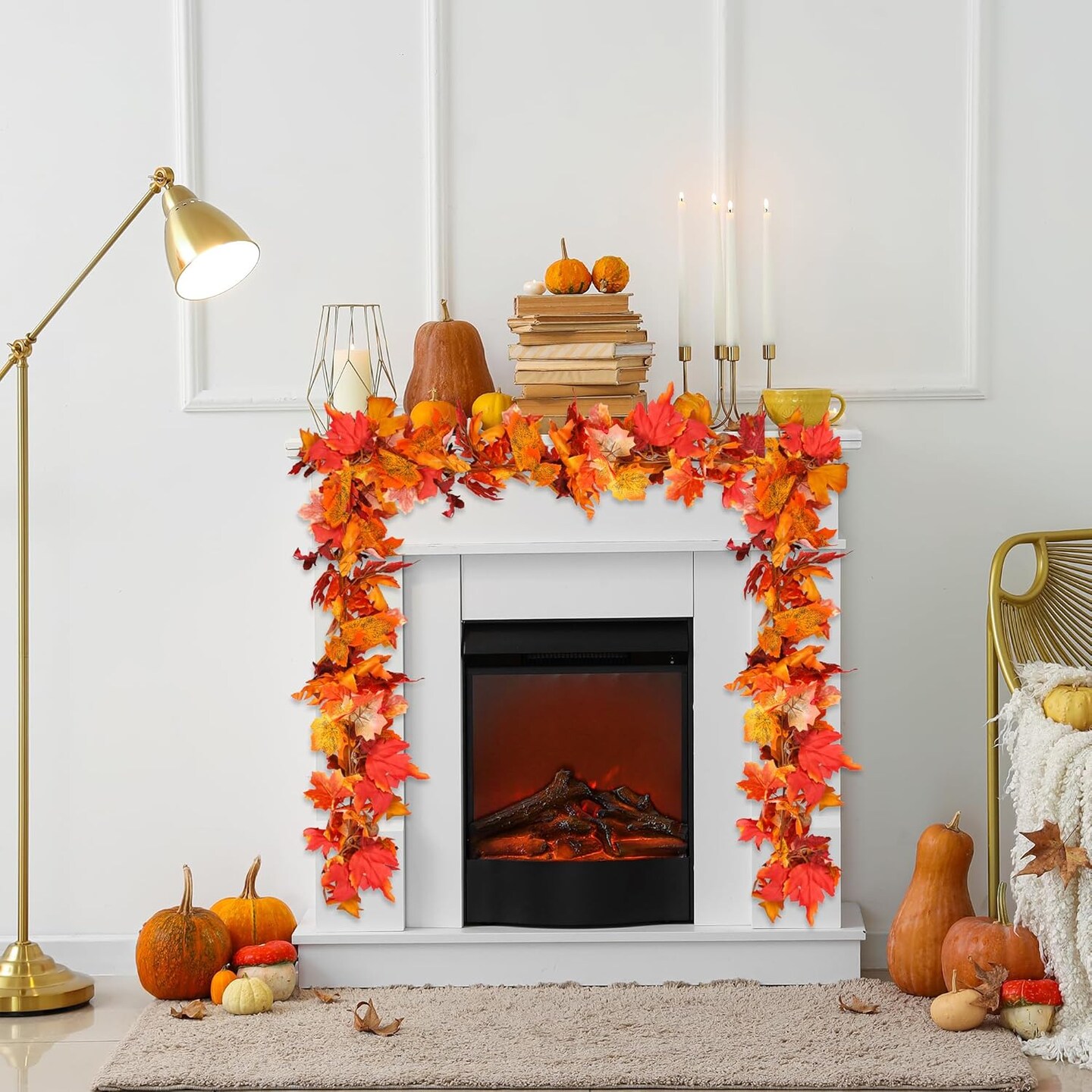 3 Pack Fall Maple Leaf Garland 5.7Ft/Piece - Artificial Autumn Leaves Vines