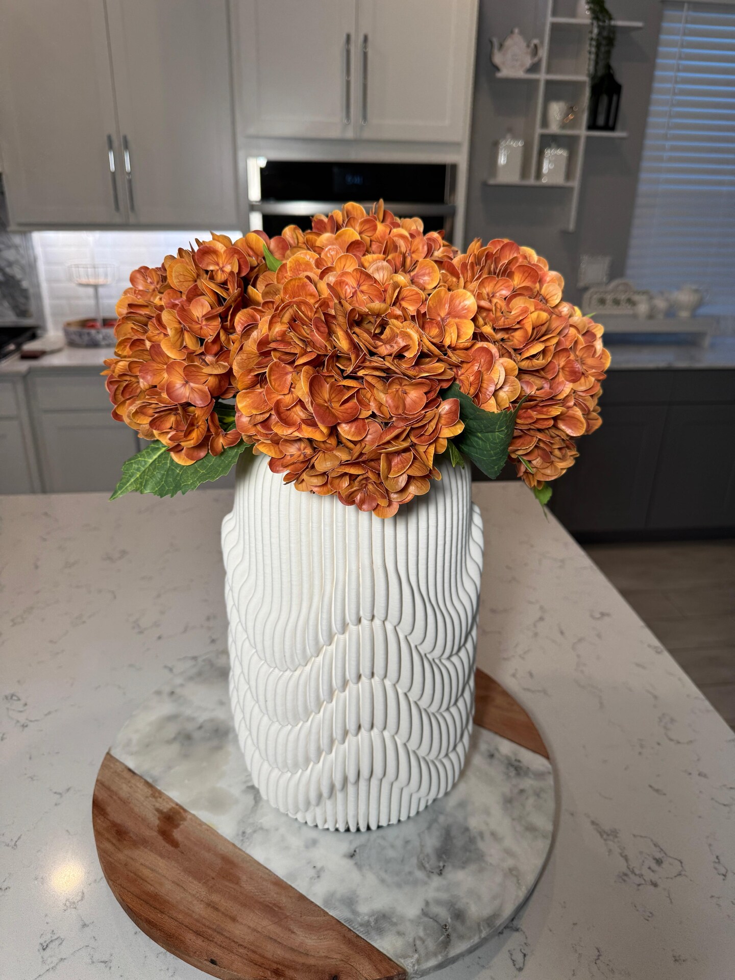Ariane Nude Orange Hydrangea Real Touch Artificial Flower Stem for Home Decor Fall Autumn Season