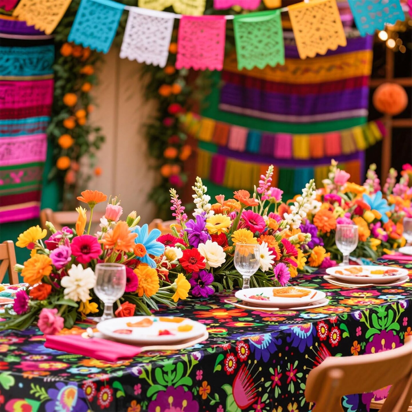 3 Pcs Day of The Dead Tablecloth Mexican Table Covers Decoration(Multi Color)13.78"L x 7.24"W