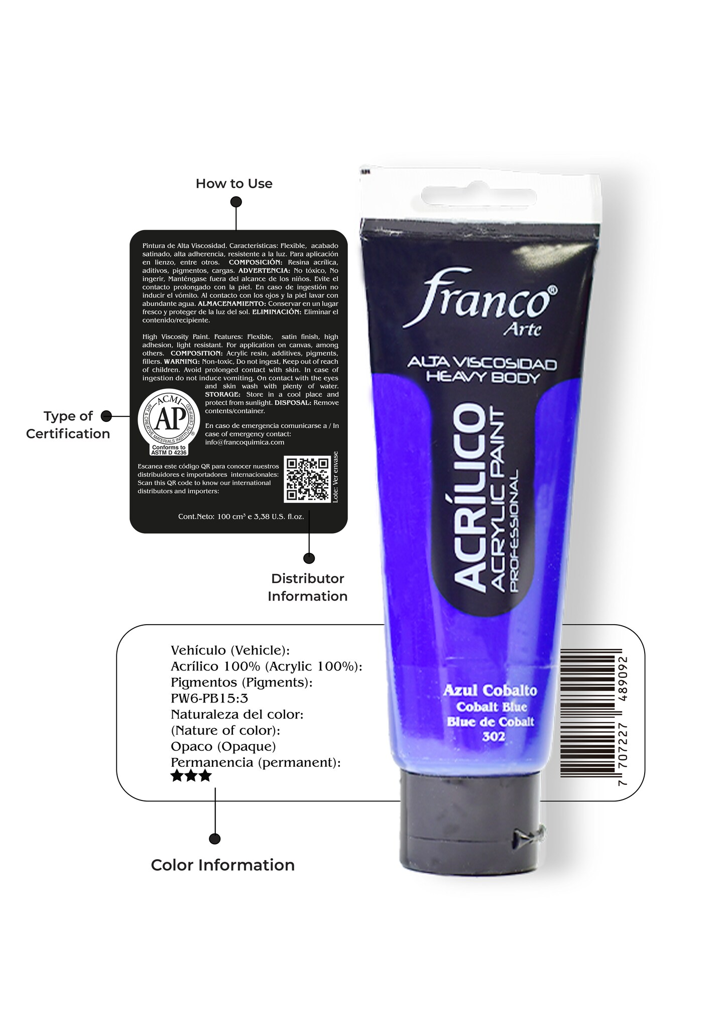 14302-100 Professional Acrylic Paint 3,38 U.S fl oz / Cobalt Blue Hue