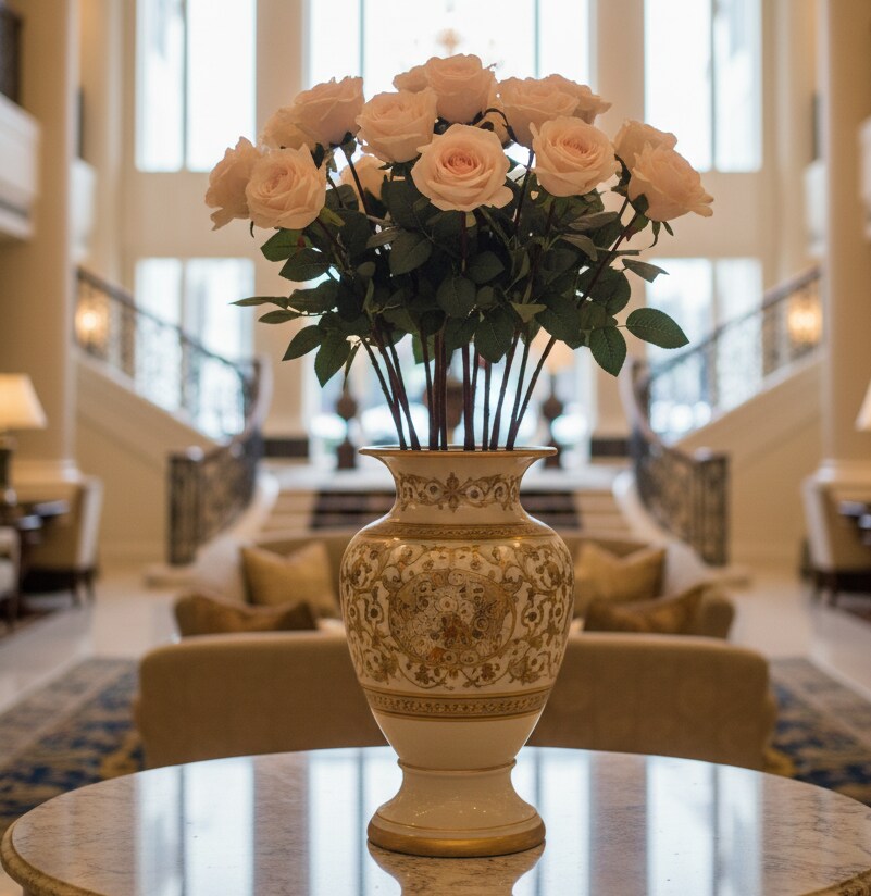 4 PIECES 27” Real Touch Mauve Rose 4” Bloom | Lifelike Artificial Flower