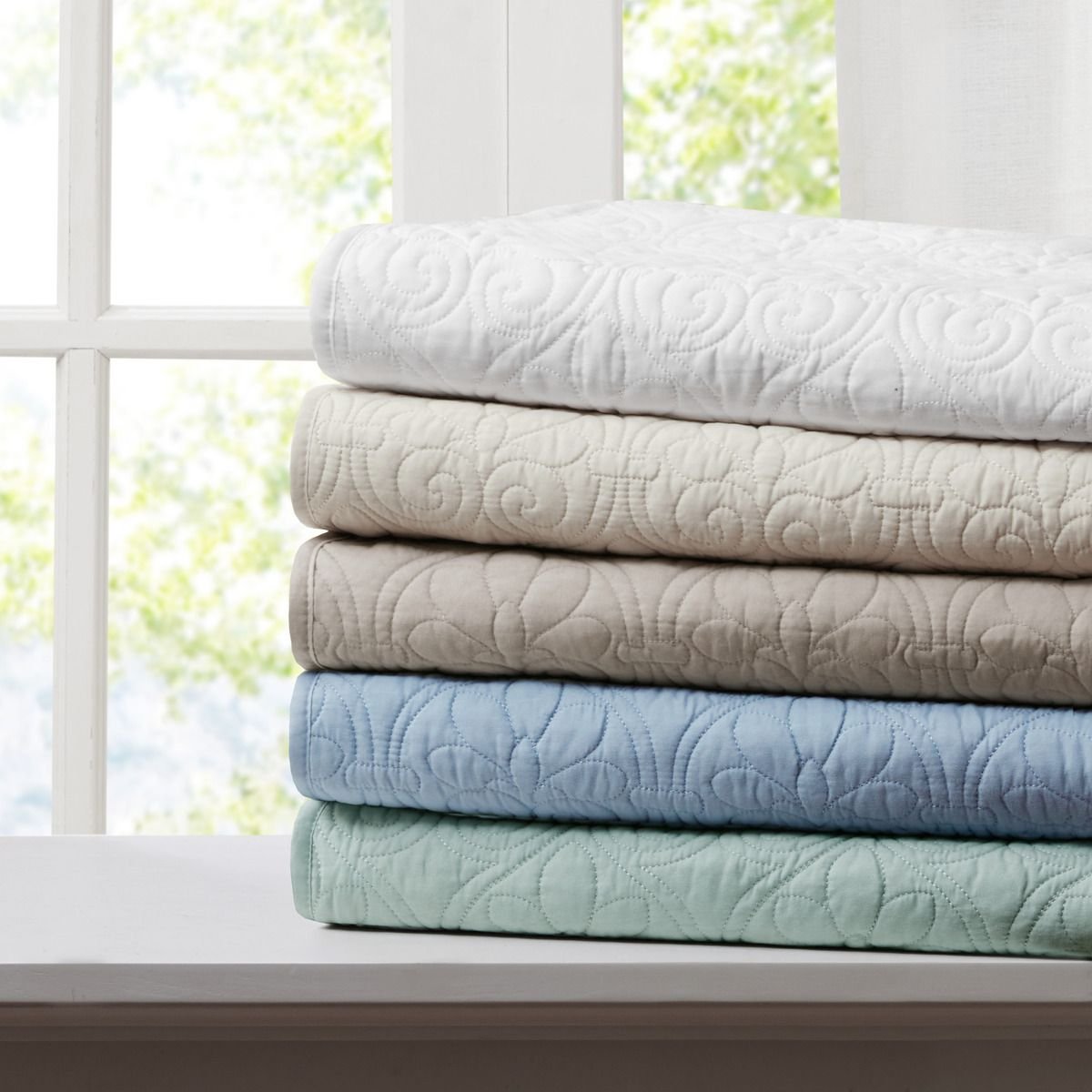 Edge Collections - 60" x 70" - Light Blue - Oversized Quilted Throw Seafoam - 1 Piece