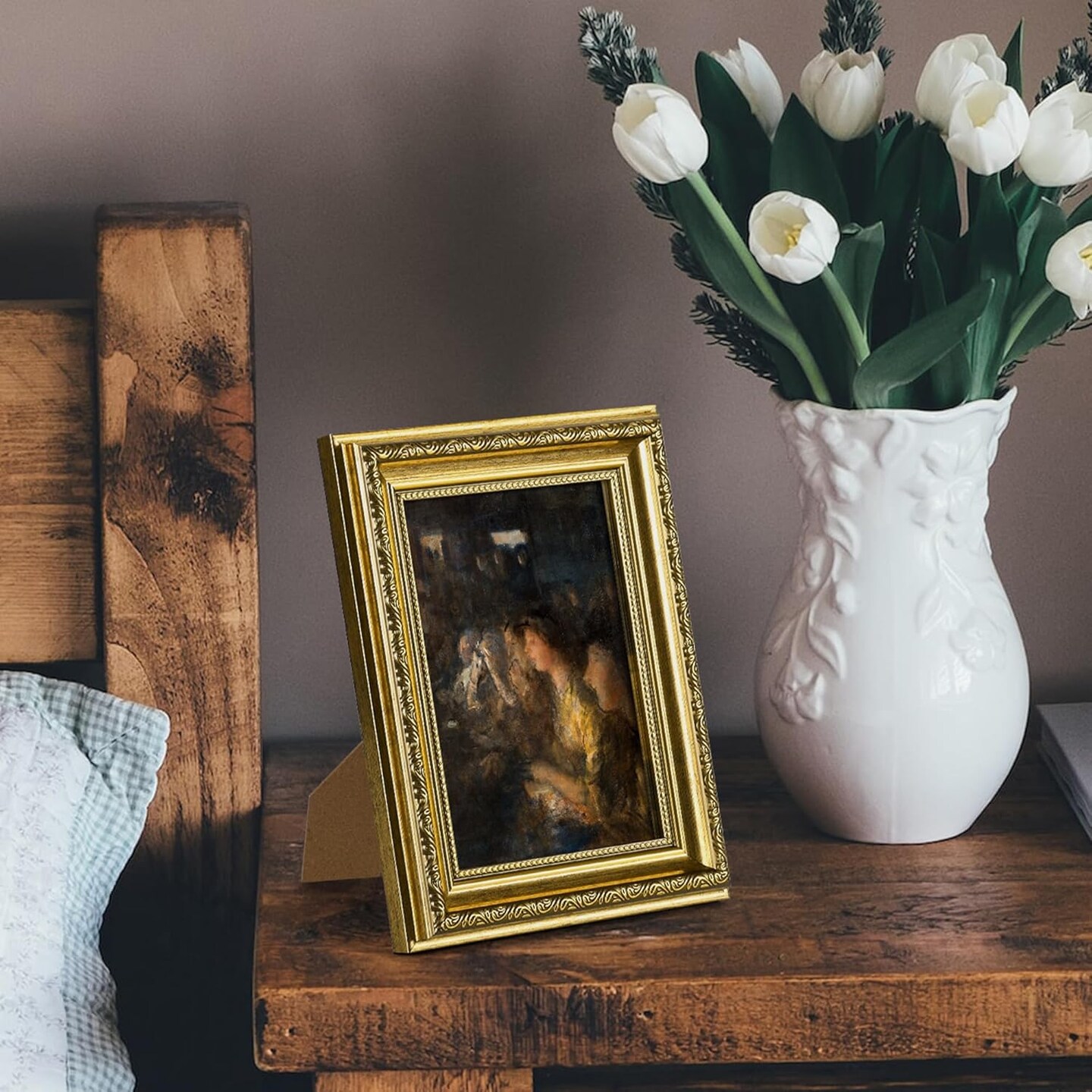 2 Pack Ornate Vintage 5x7 Picture Frame with Real Glass (Gold)