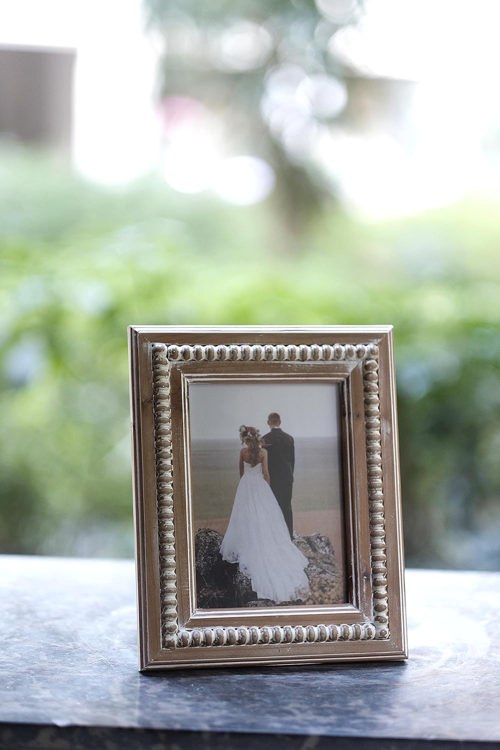 Farmhouse Beaded Picture Frames 4x6, Rustic Barnwood Photo Frames(Nature)9"L x 7"W