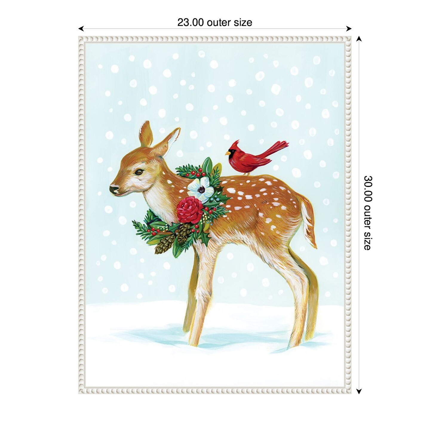 Winter Woodland Creatures with Cardinals II by Laura Marr 23-in. W x 30-in. H. Canvas Wall Art Print Framed
