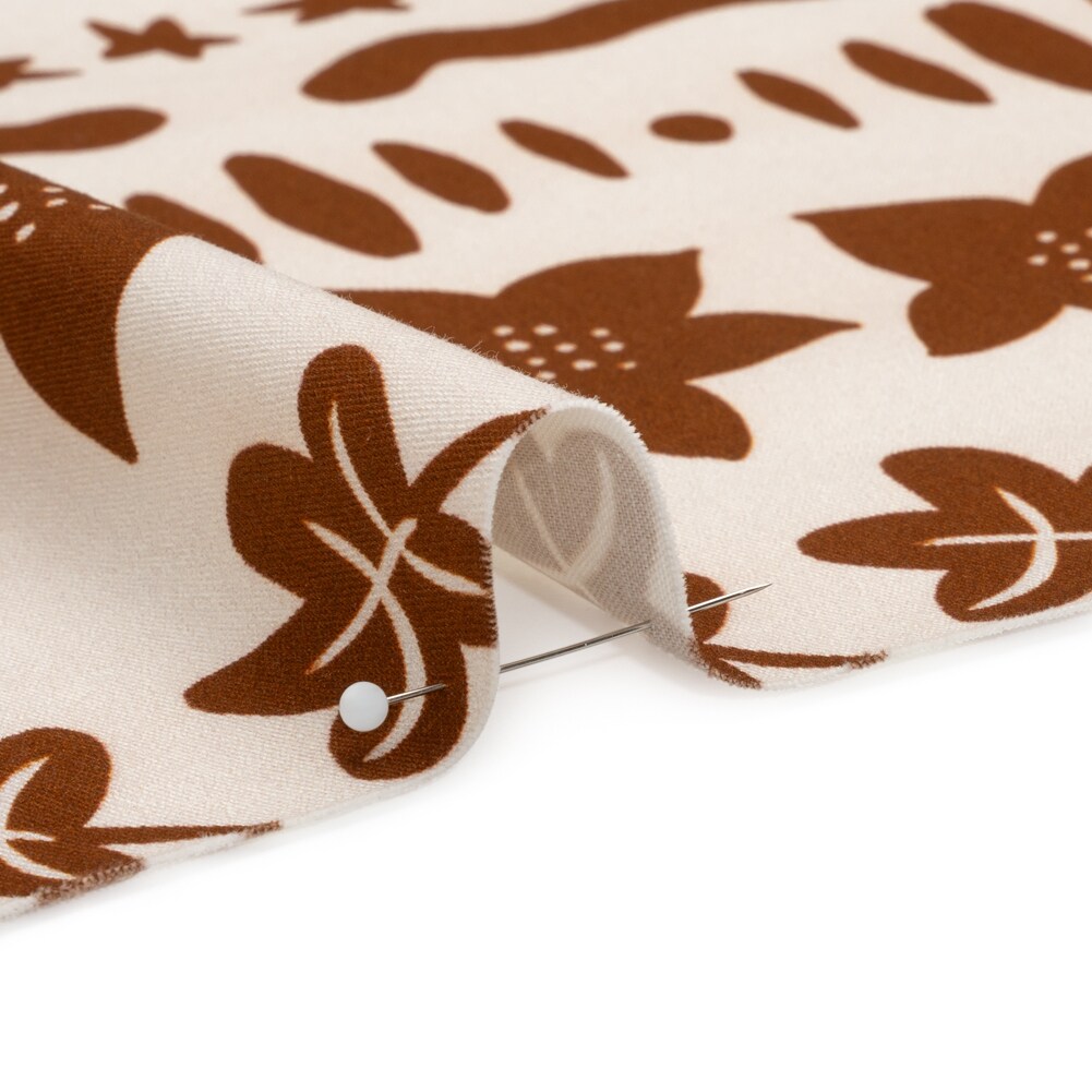 1 Yard Brown Cartoon Objects Stripes Star Anise Stretch Cotton Twill Print Fabric