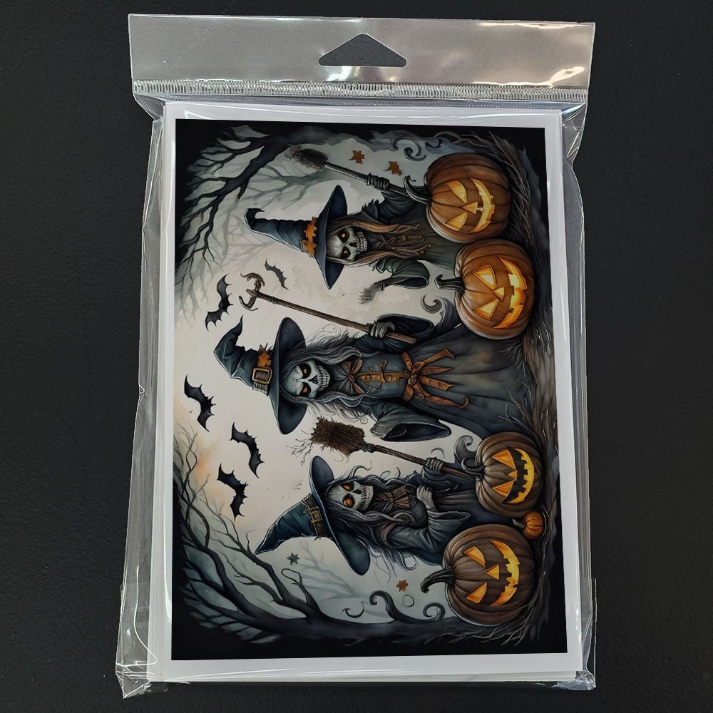 Edge Collections - 5&#x22; x 7&#x22; - Multicolor - Whimsical Witches Halloween Greeting Cards - 8 Pieces