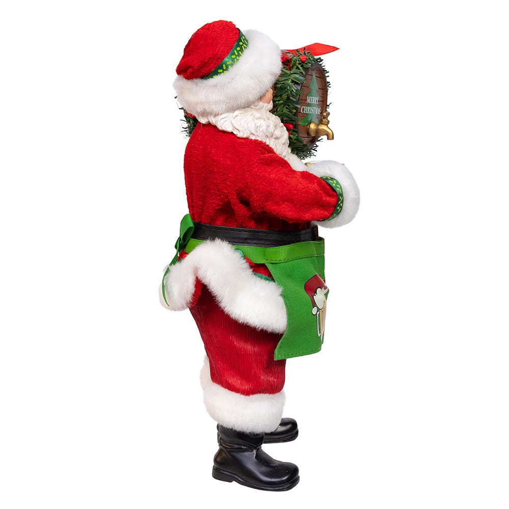 Kurt Adler 10.5-Inch Fabrich&#xE9; Beer Santa with Barrel