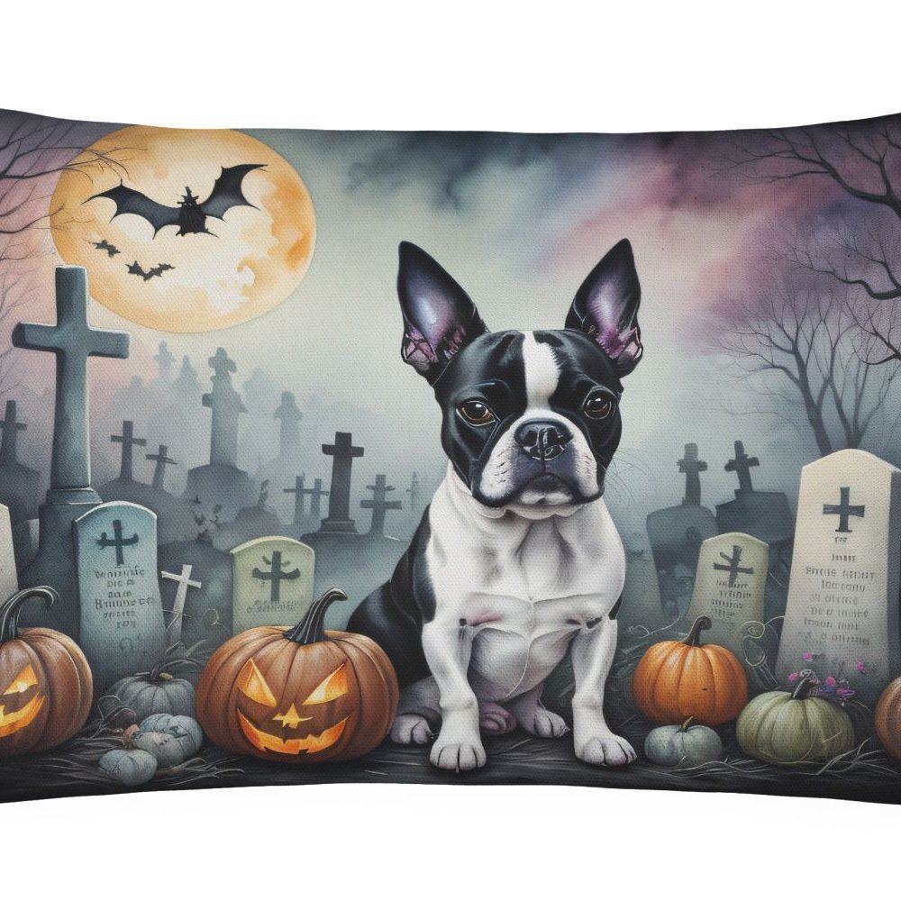 Edge Collections - 12" x 16" - Multicolor - Boston Terrier Halloween Couch Pillow, Decorative Throw - 1 Piece
