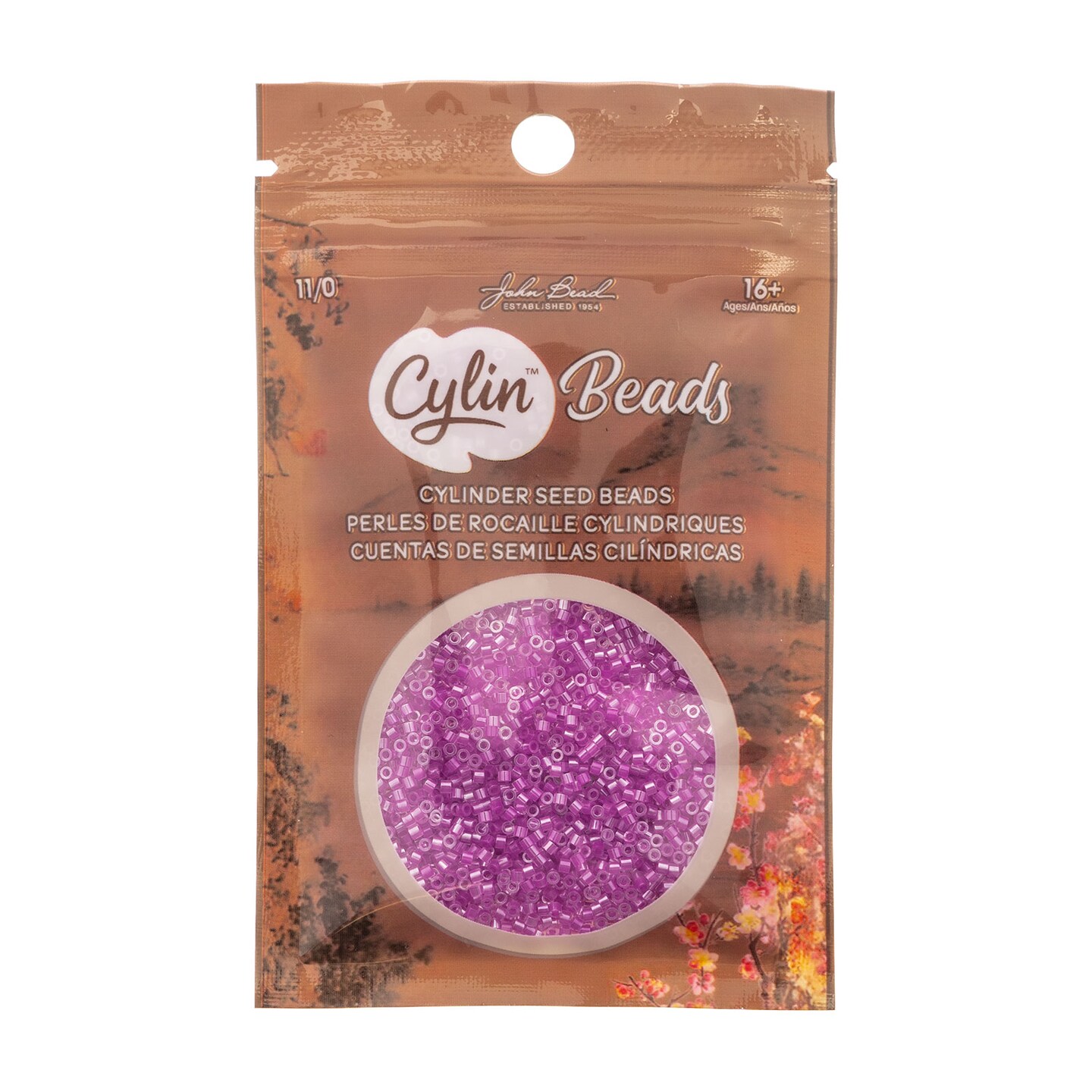 John Bead Colored Lined Cylin Beads 11/0 Glass Cylindrical Seed Beads, 25g