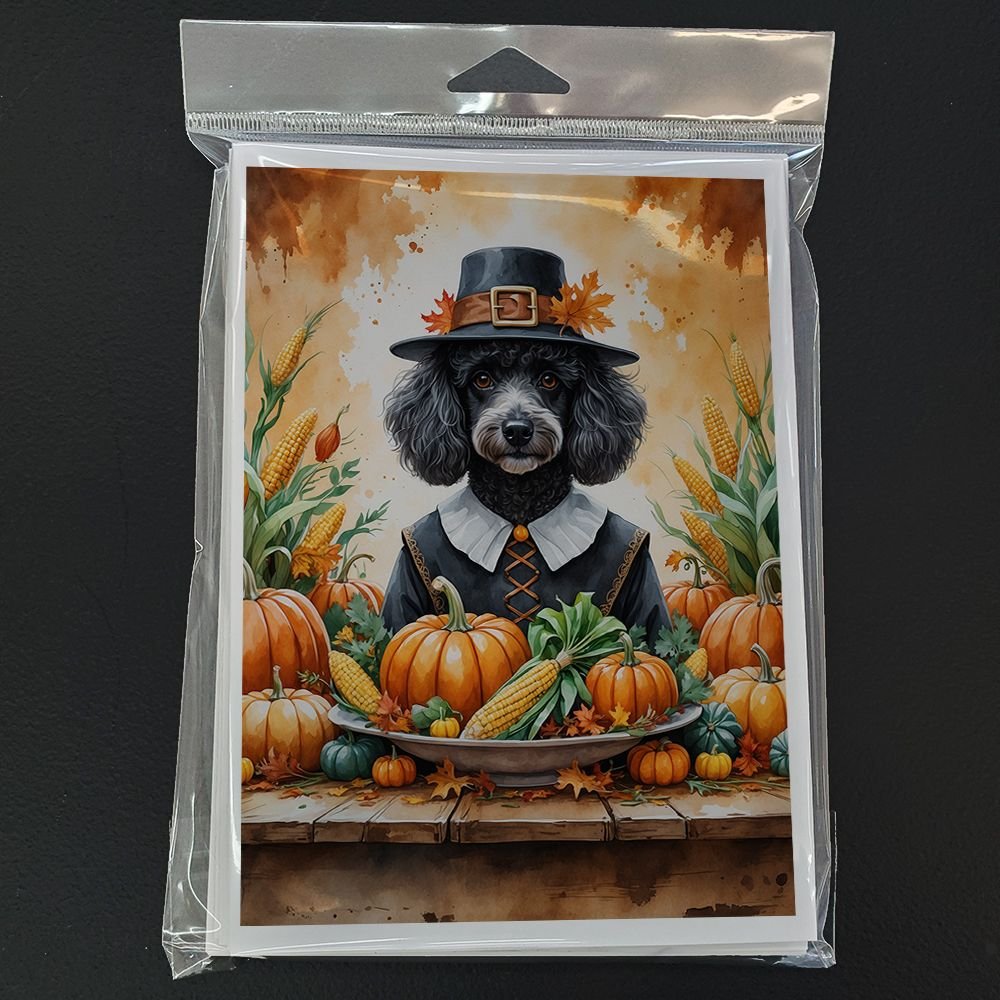 Edge Collections - 5" x 7" - Multicolor - Poodle Thanksgiving Greeting Cards with Envelopes - 8 Pieces
