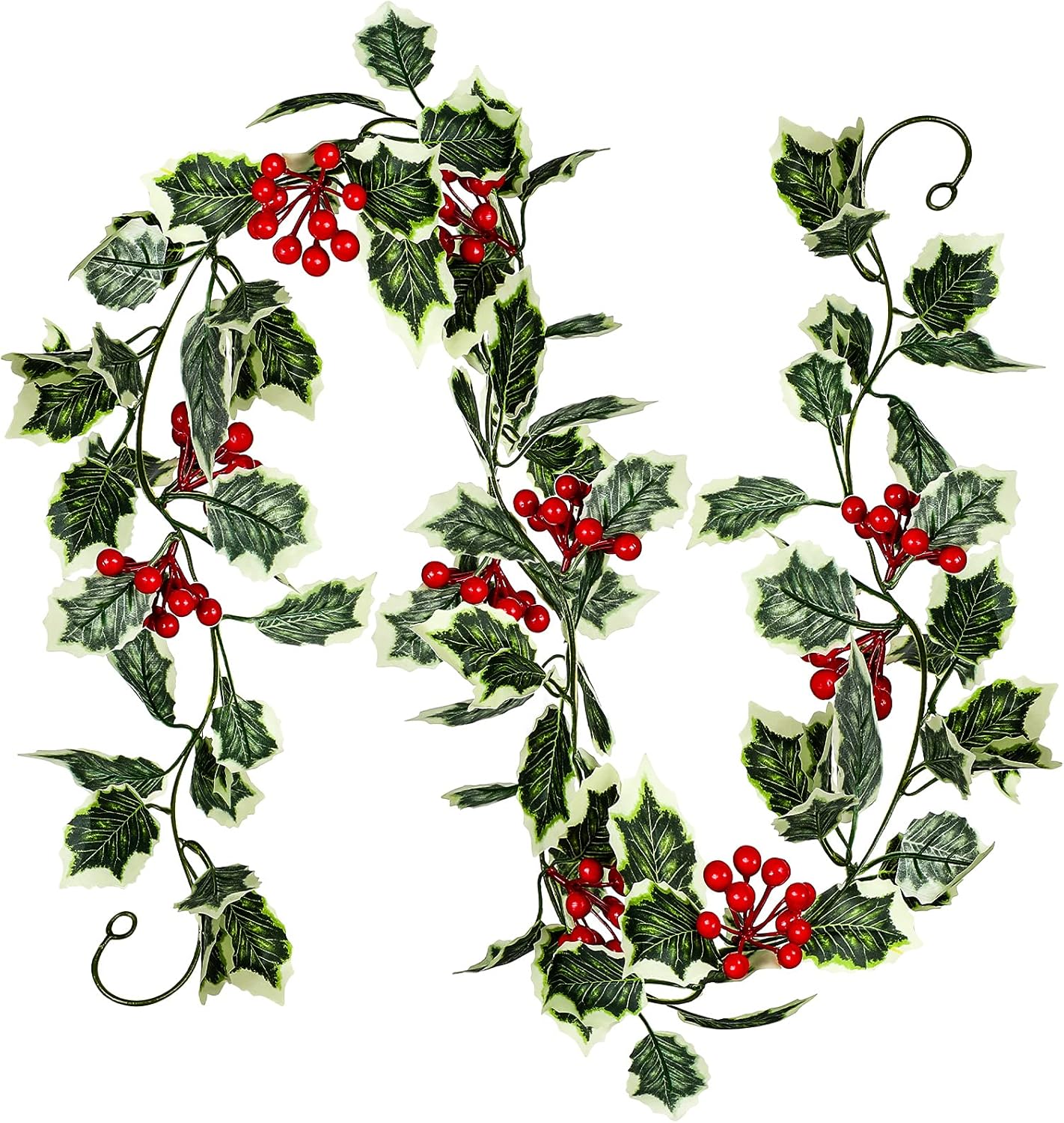 Christmas Holly Garland with Berries Artificial Garland(Green)