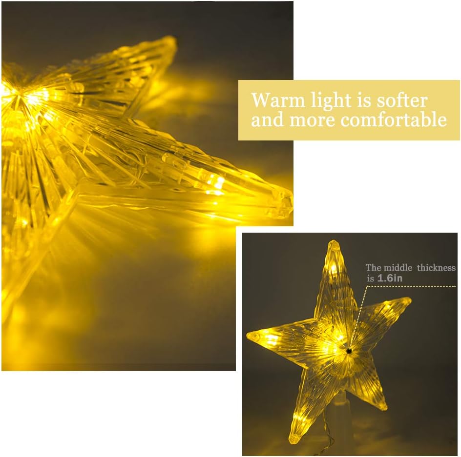 6&#x22; Small Christmas Star Tree Topper Star with LED - Battery Operated (Warm White)