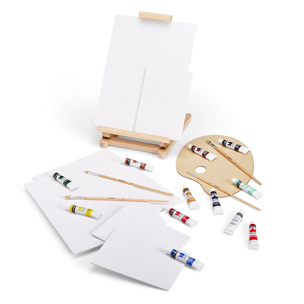 KINGART® Acrylic Painting Set with Table Easel, 24 Piece Set