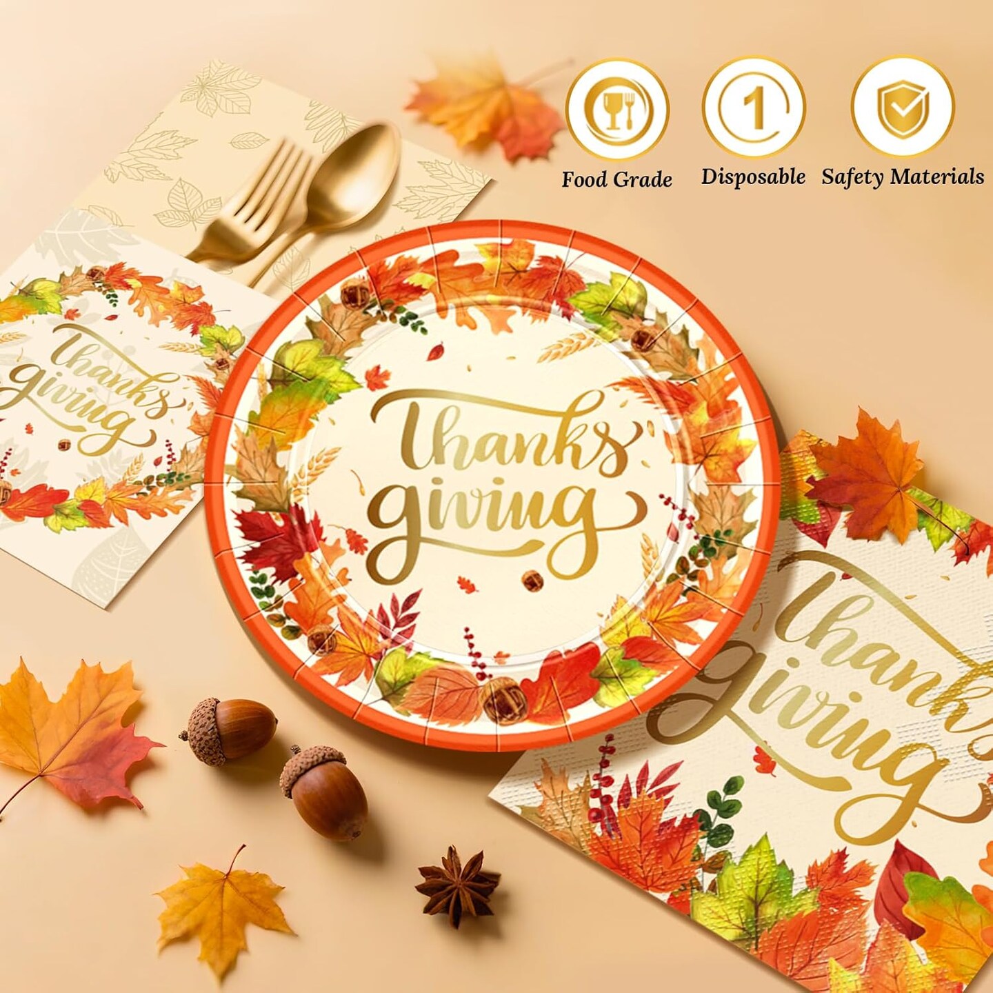 Thanksgiving Plates and Napkins Dinnerware(1 x 1 x 1 inches)