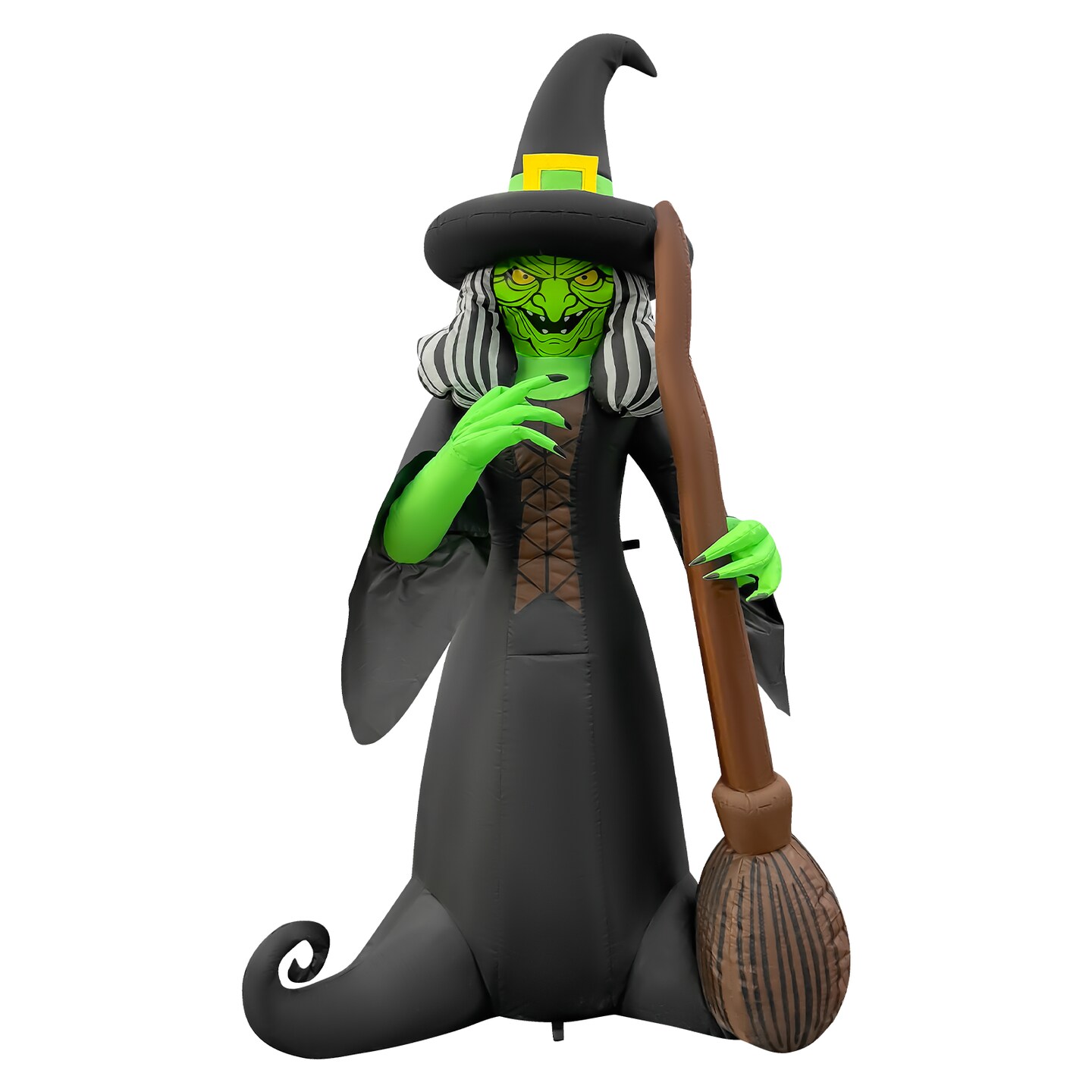 GOOSH 6FT Inflatable Witch with Broom – Light-Up Halloween Yard Decoration