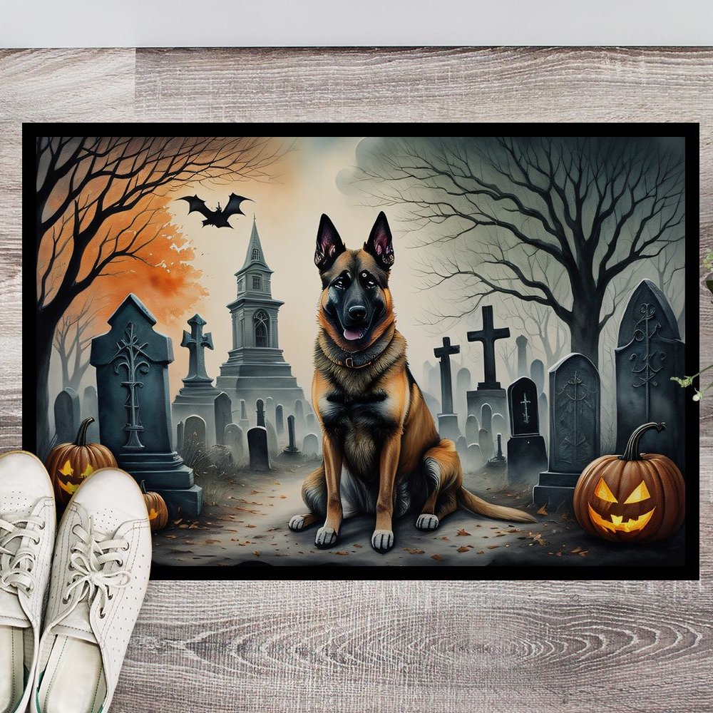 Edge Collections - 18&#x22; x 27&#x22; - Multicolor - Belgian Malinois Halloween Doormat Indoor Outdoor Rug - 1 Piece