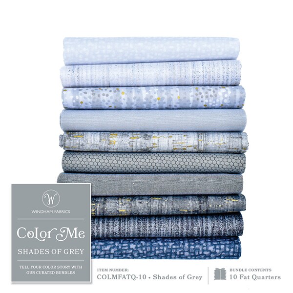 Color Me Fat Quarter Bundle in Shades of Grey by Windham for Windham (COLMFATQ-10)