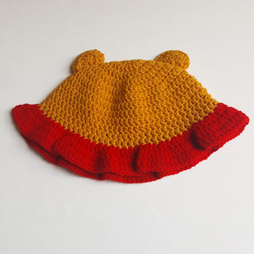 Handmade Crochet Character Bucket Hat Winnie the Pooh 3-10 yrs old