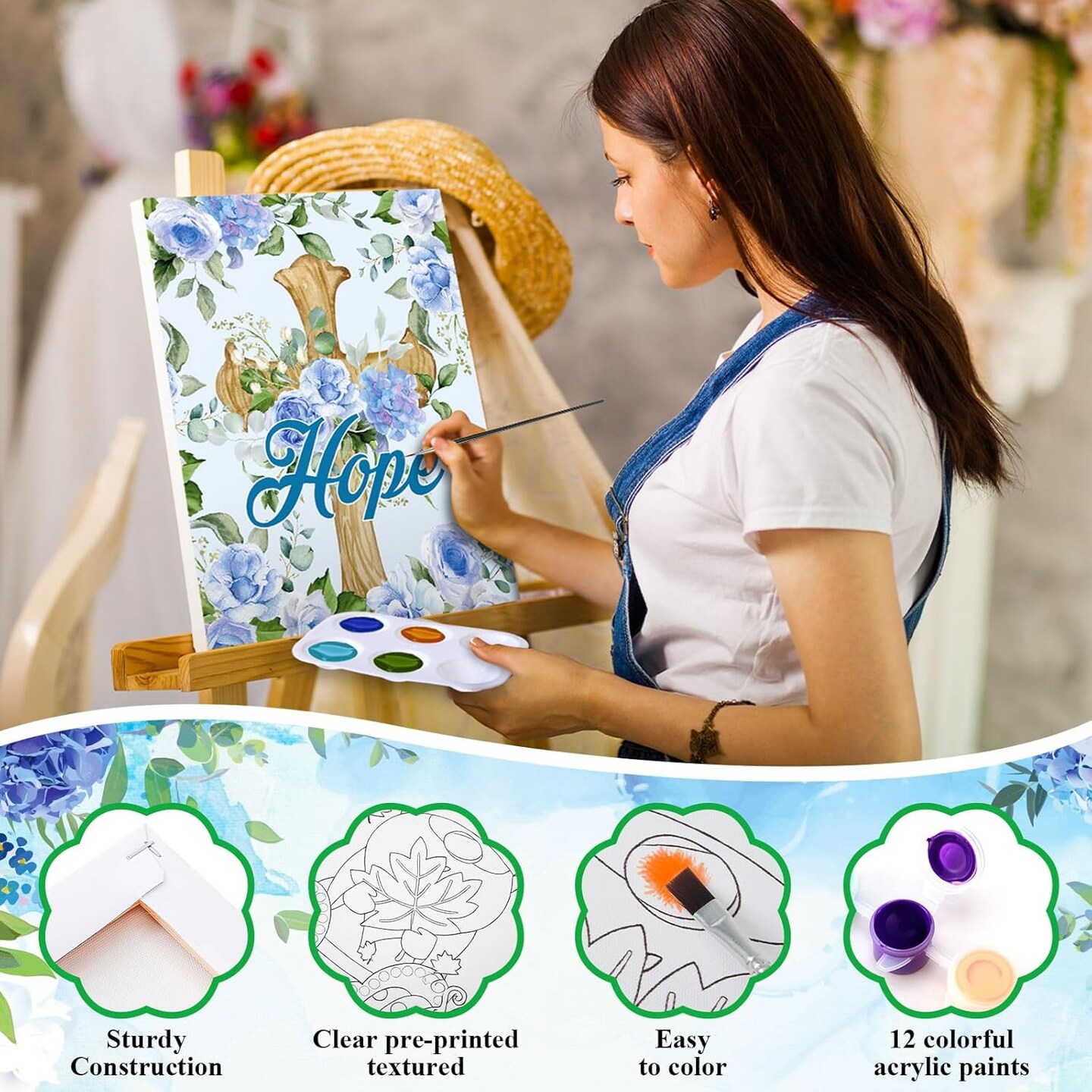 8 Sets 8&#x22; x 10&#x22; Inspirational Cross Pre Drawn Canvas to Paint (multicolor) 10.24 x 8.66 x 0.99 inches