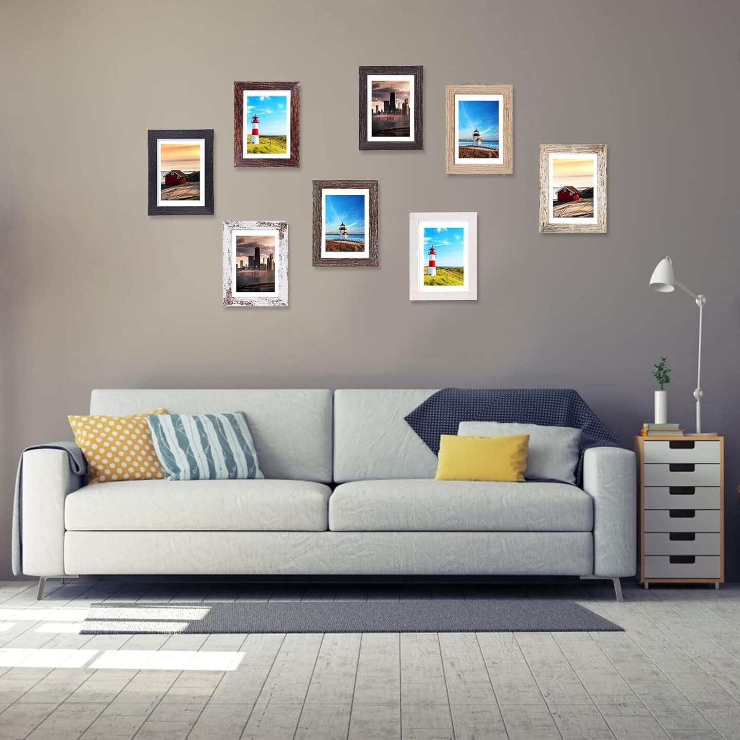 Set of 8 5x7 Picture Frames - Rustic Picture Frames Multi Wood Color