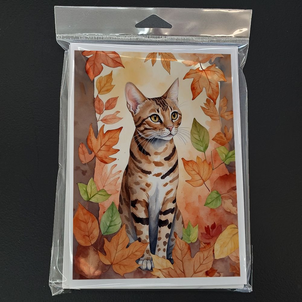 Edge Collections - 5" x 7" - Multicolor - Ocicat Fall Leaves Greeting Cards with Envelopes - 8 Pieces