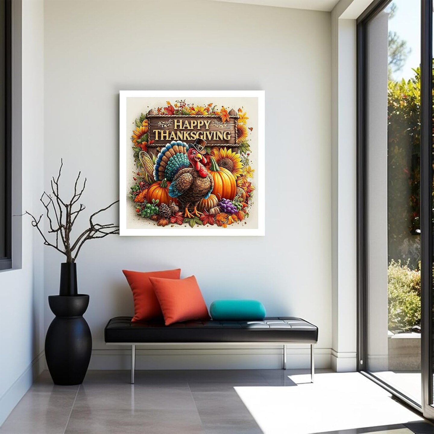 Thanksgiving Turkey 5D Diamond Painting Kit – Full Round Drill DIY Gem Art for Adults, 13.8x13.8 Inch Wall Décor