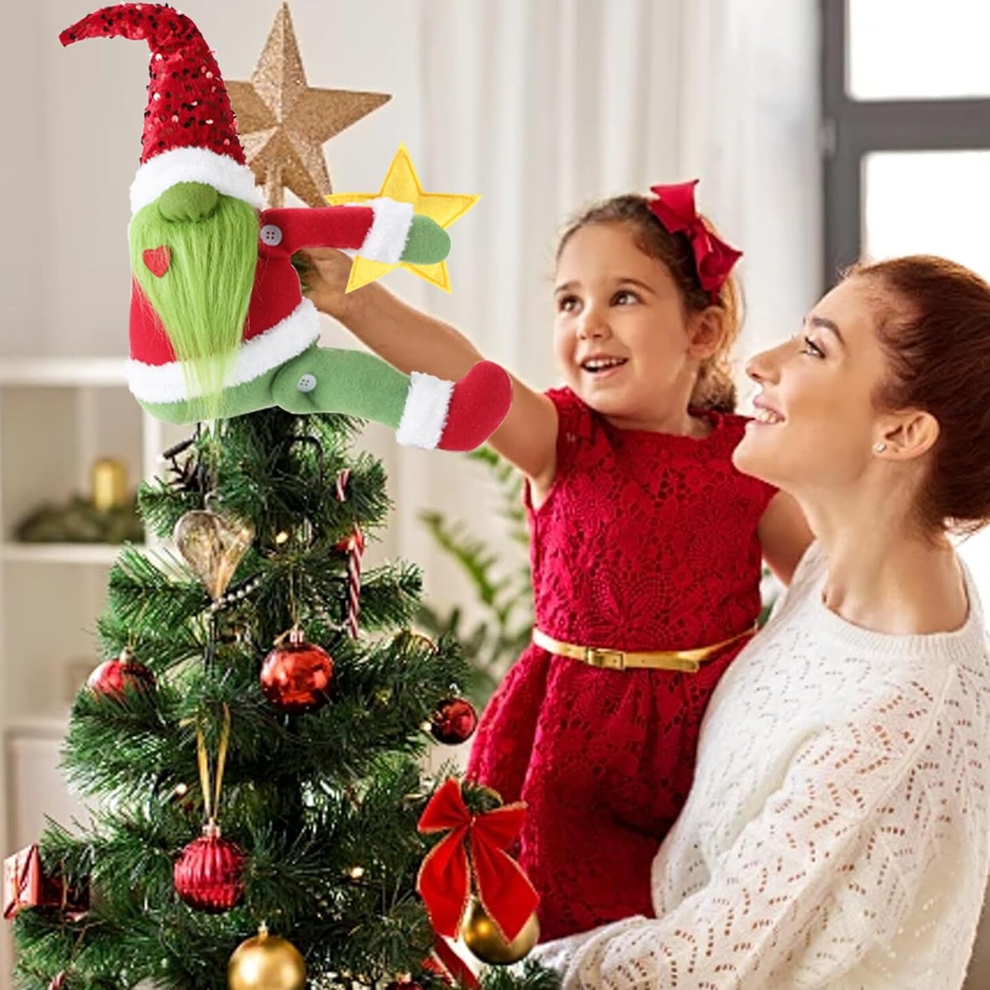 Christmas Tree Toppers Green Gnome Christmas Decorations (Green)