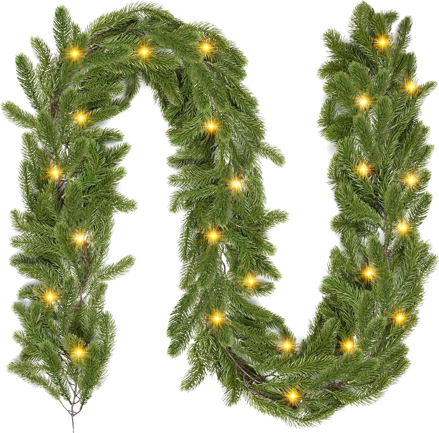 6Ft Prelit Christmas Norfolk Garland(Green)