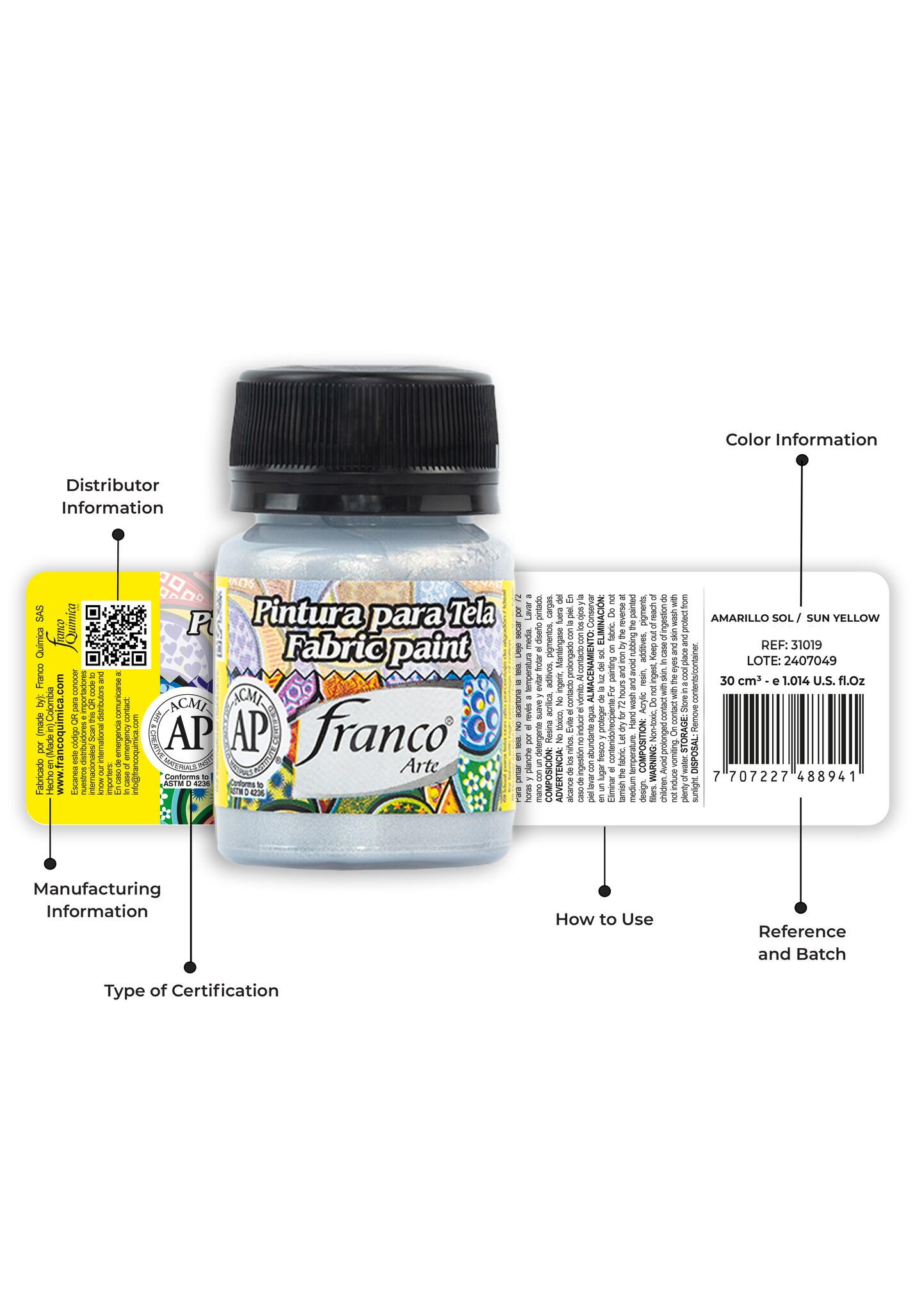 31057 Fabric Paint 1 U.S fl oz / Metallic Silver