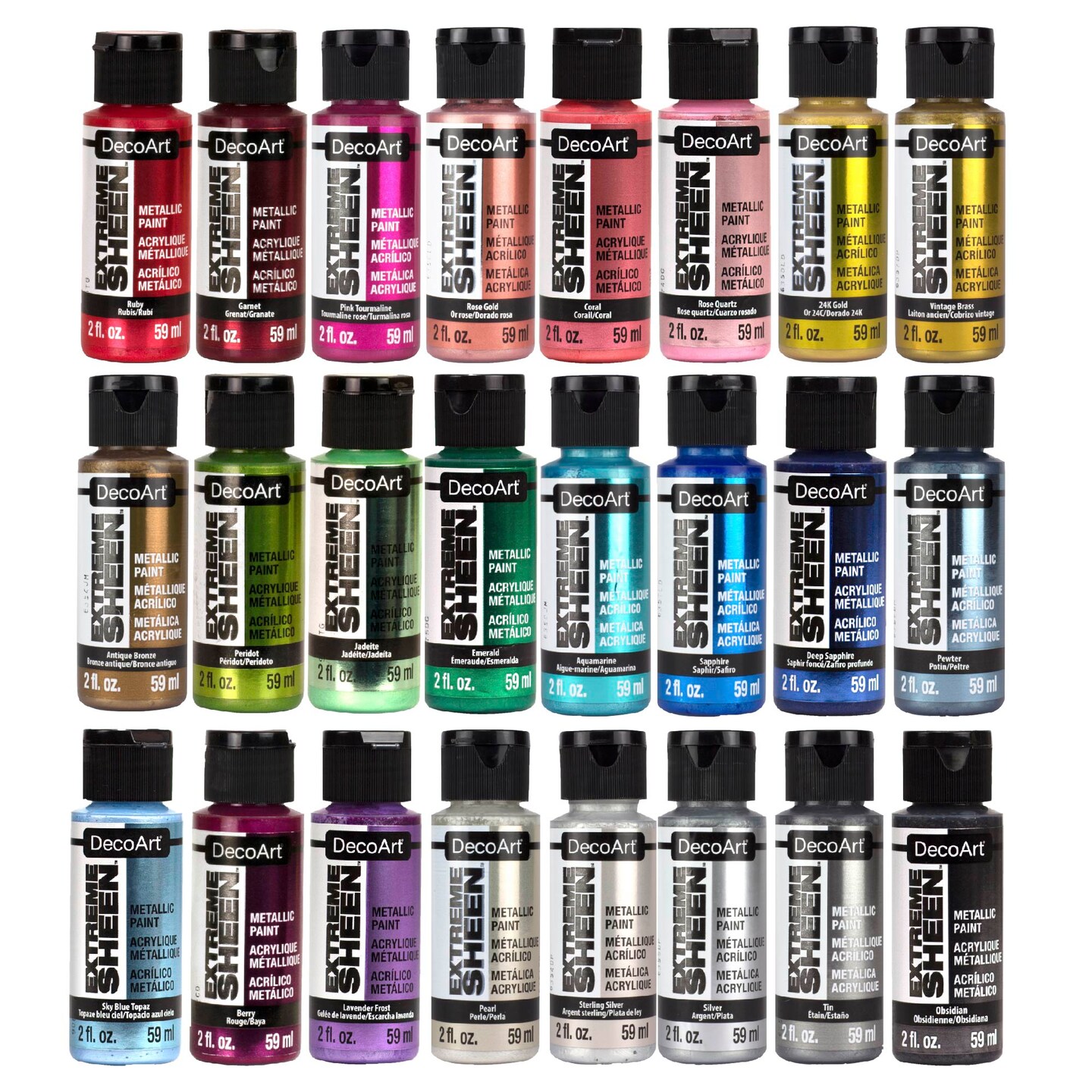 DecoArt Extreme Sheen™ Metallic Acrylic Paint Set, 24 Colors, 2 fl oz