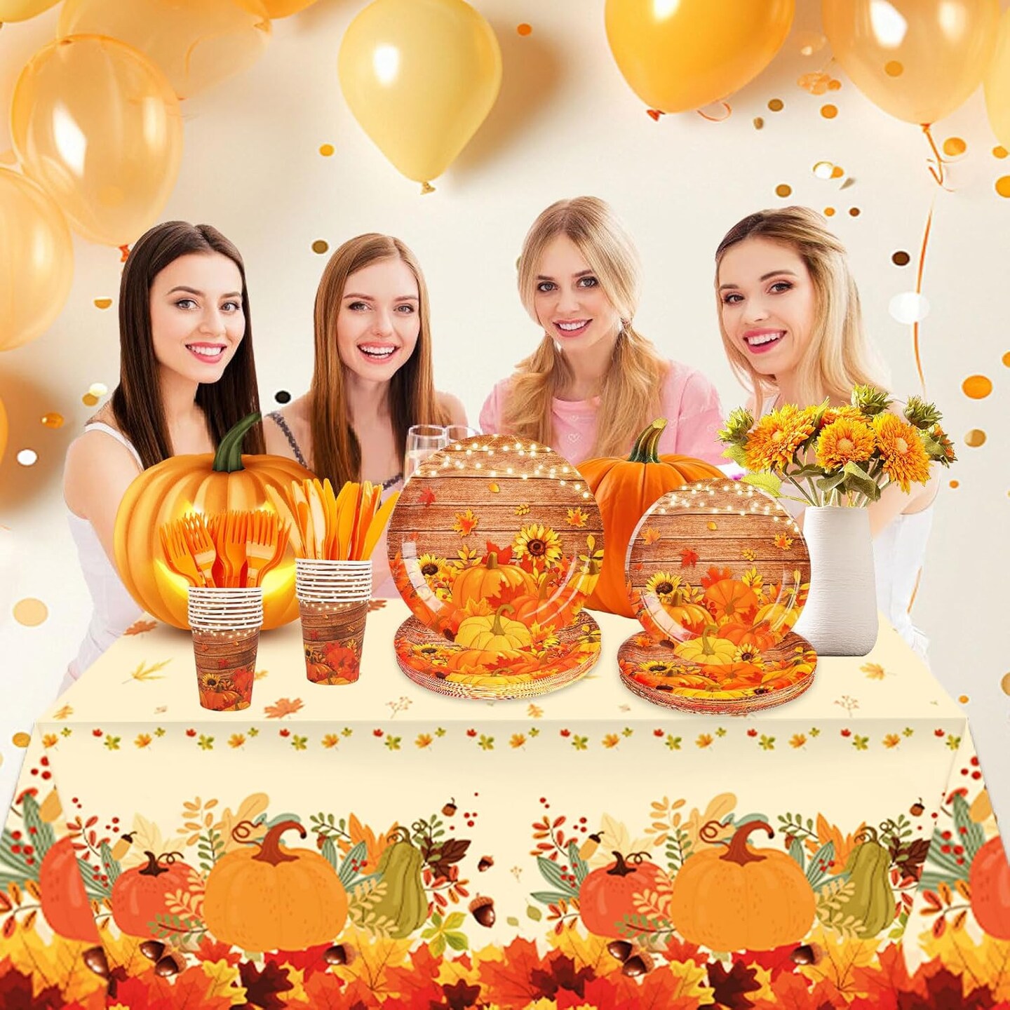 182pcs Thanksgiving Paper Plates and Napkins Set