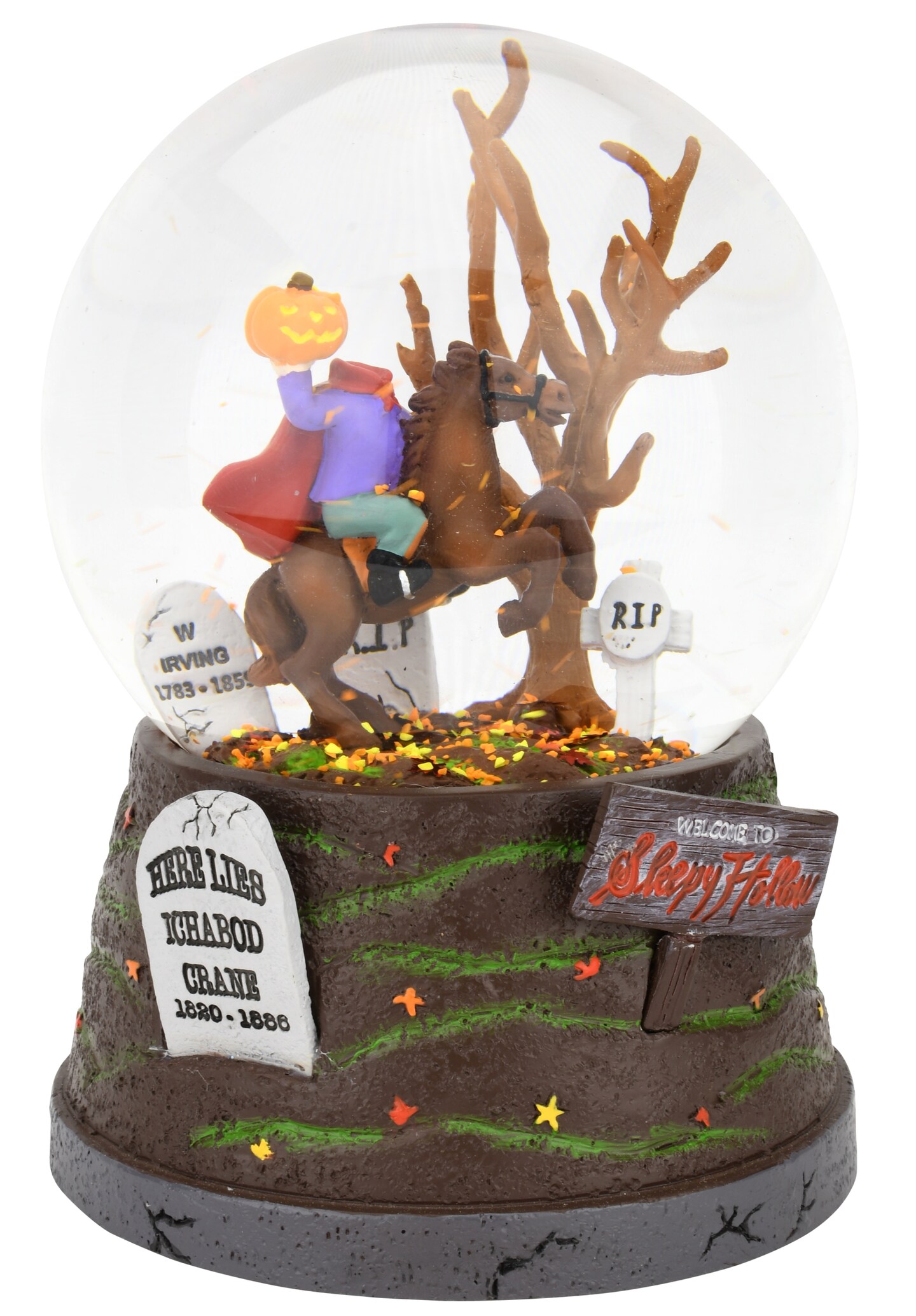 Tree Buddees Sleepy Hollow Fall Themed Headless Horseman Halloween Snow Globe - Large 6.5&#x22;