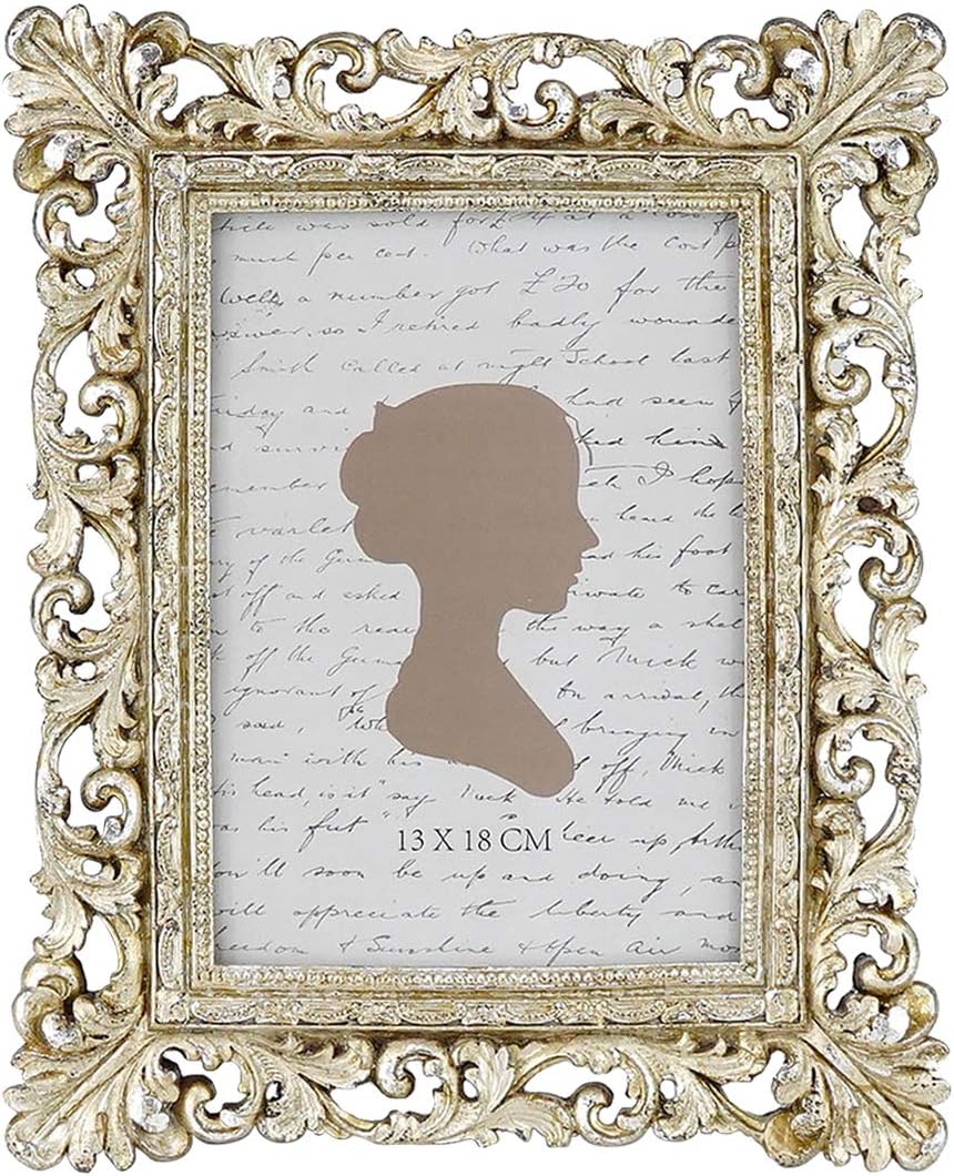 Vintage Picture Frame 5x7 Inch, Luxury Antique Photo Frames with Glass Front(Antique Gold Silver)10"L x 8.2"W