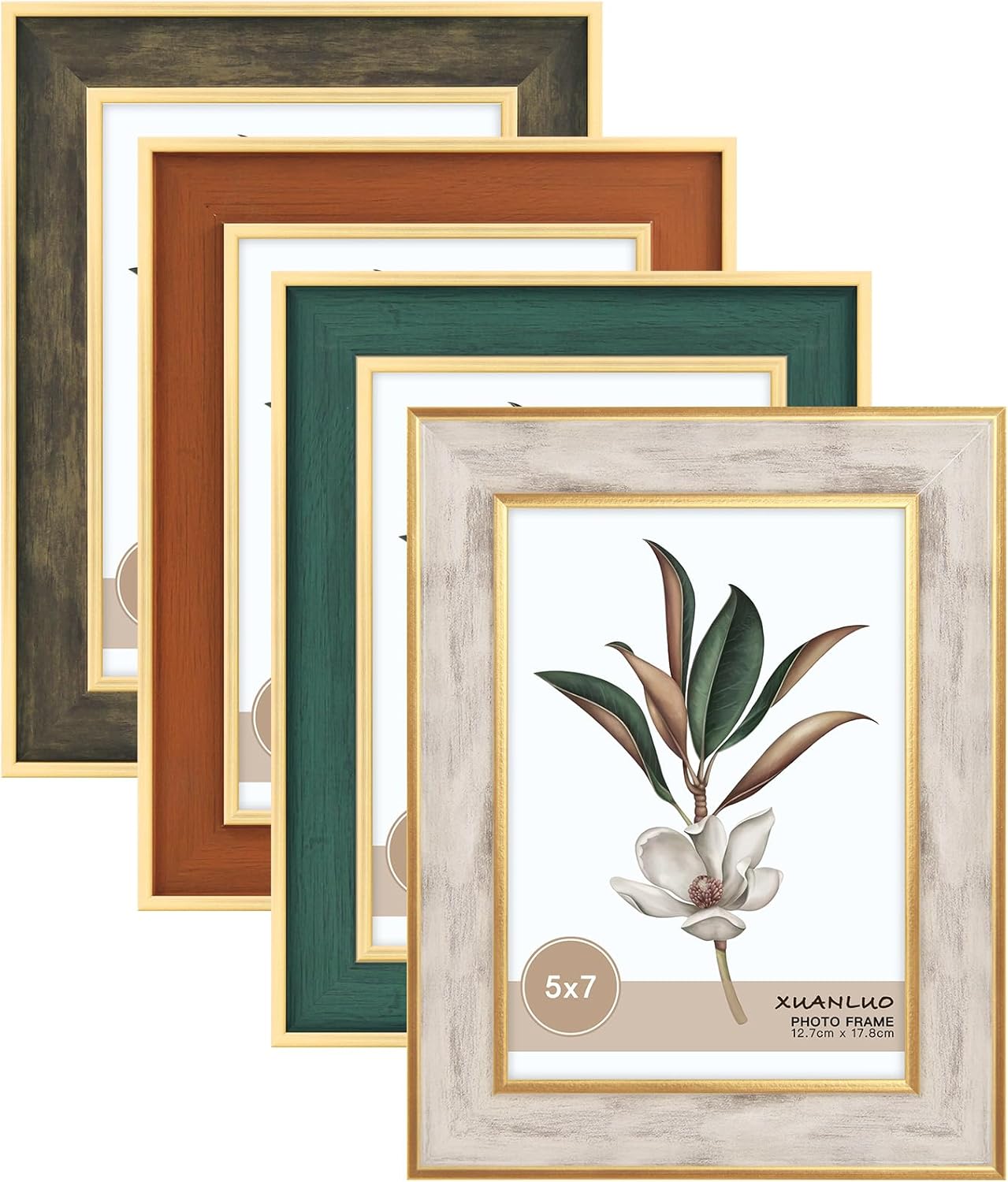 4 Pack Picture Frames Farmhouse Rustic Picture Frame Sets(Mix Color, 5x7 (4pc)(Mix Color)7"L x 5"W
