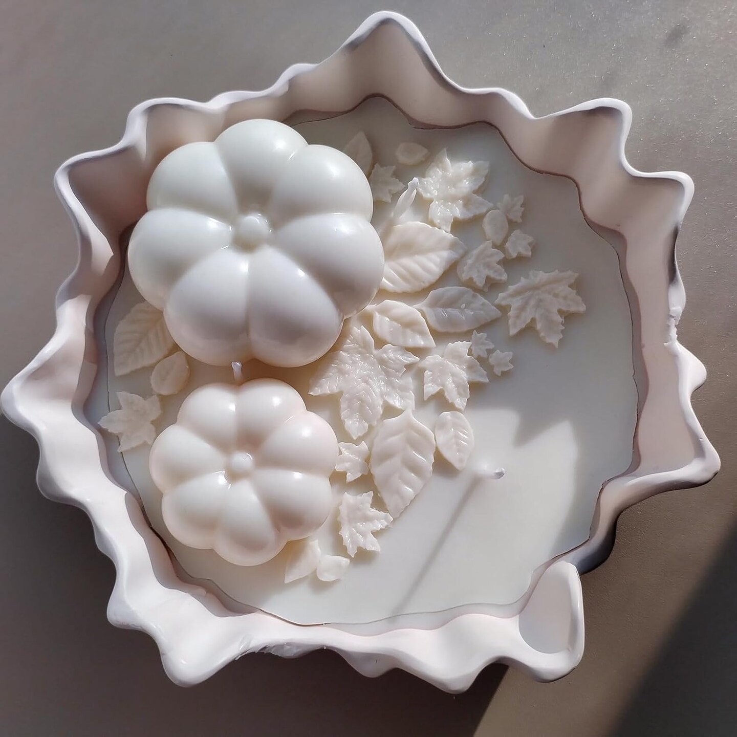 4PCS Pumpkin Leaf Silicone Molds Set(white)3.6 x 2.4 x 0.15 inches