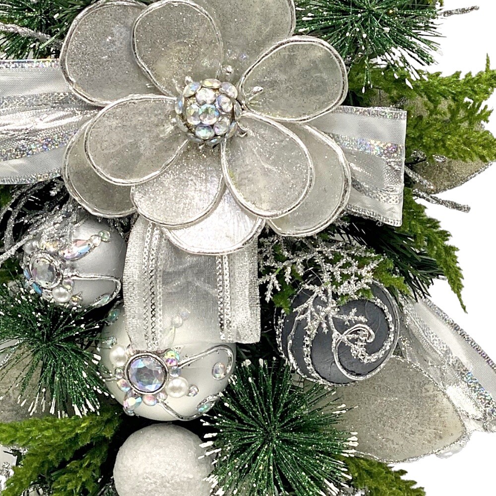 Capiz Silver White Teardrop Swag - Handcrafted Christmas Decorations - Holiday Tree