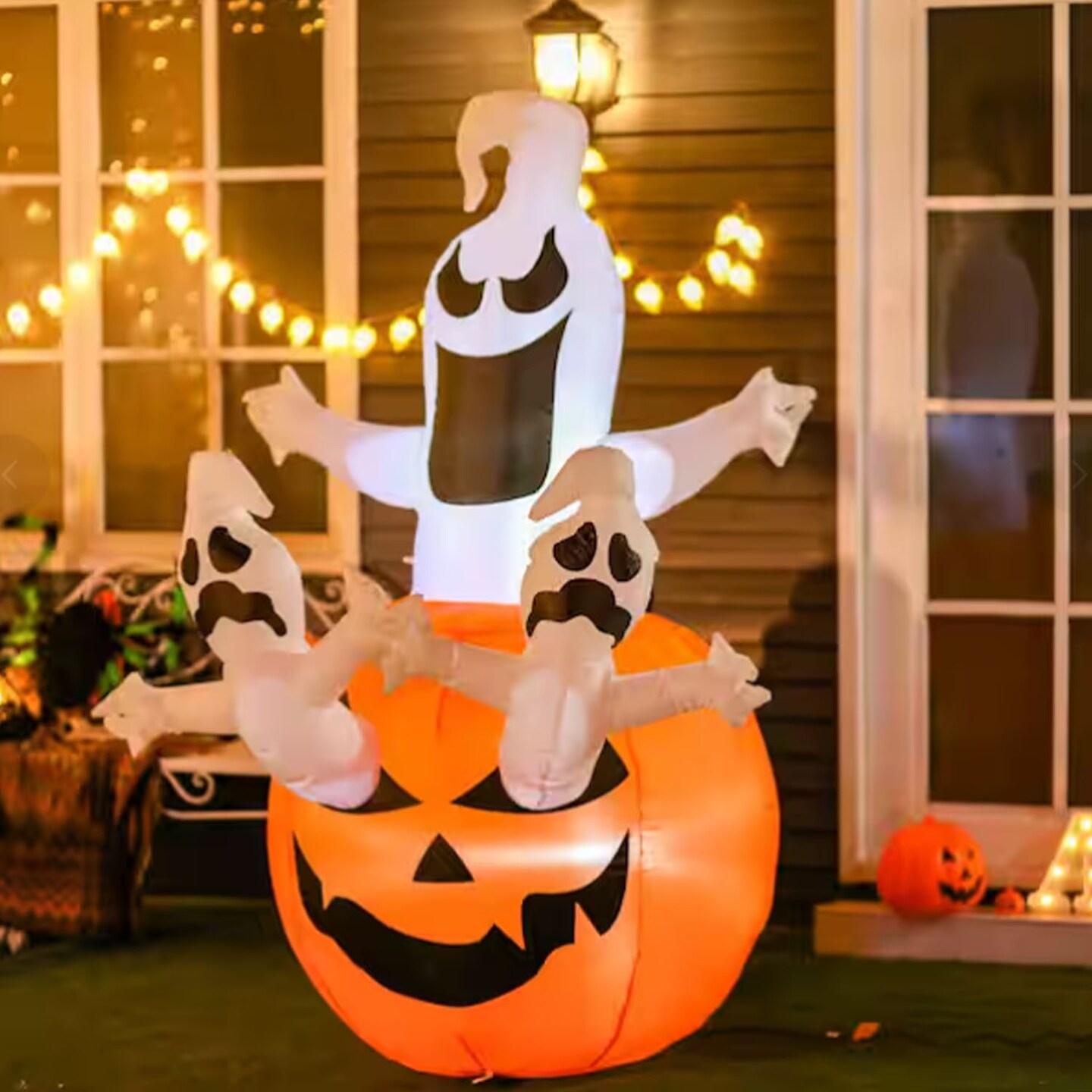 6 Ft LED Jack O Lantern Ghost Halloween Inflatable