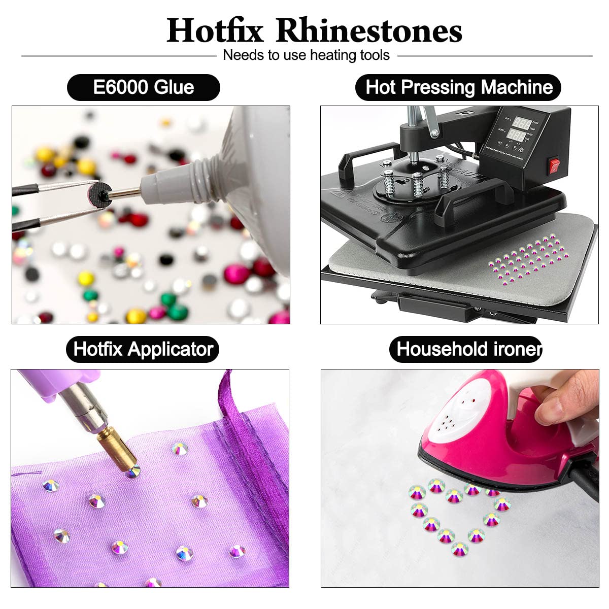 MEIBITE 6796PCS Yellow Hotfix Rhinestones Crystal Stones Glass for Fabric Clothes Shirts Sparkly Flat Back Round with Tweezers and Picking Pen (SS6~SS30 Set)