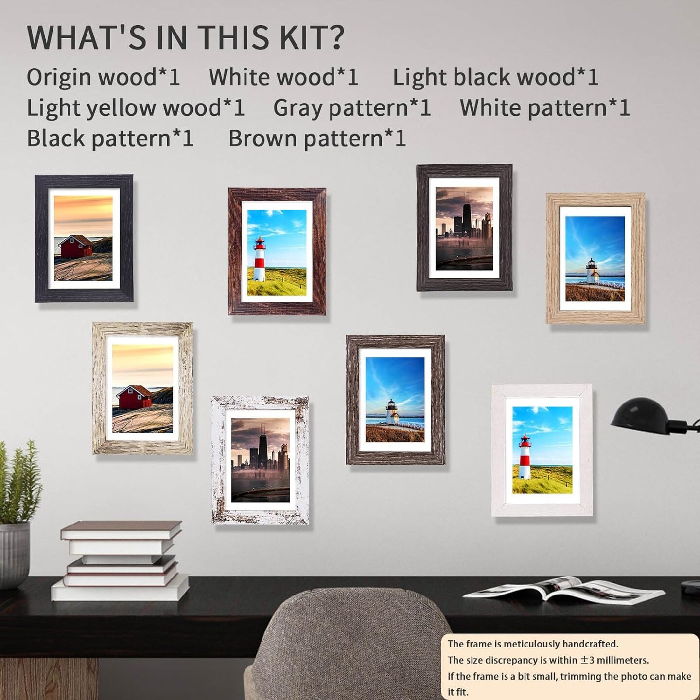 Set of 8 5x7 Picture Frames - Rustic Picture Frames Multi Wood Color