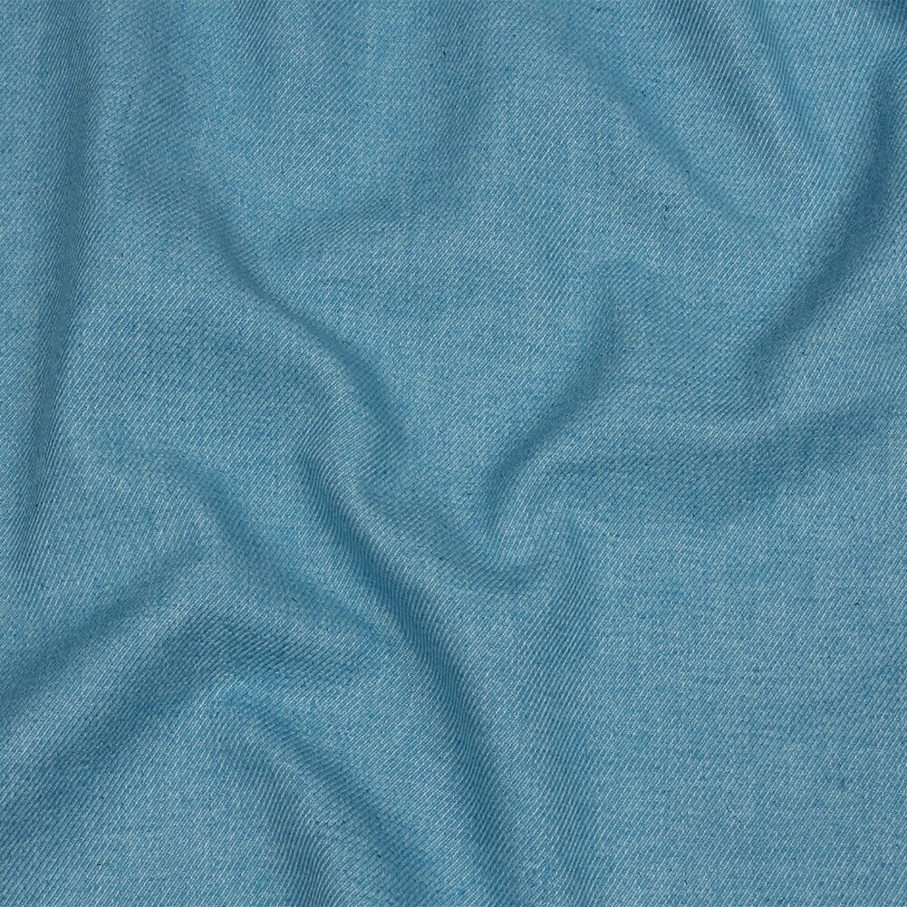 1 Yard Cool Blue Heathered Linen Cotton and Polyester Twill Fabric