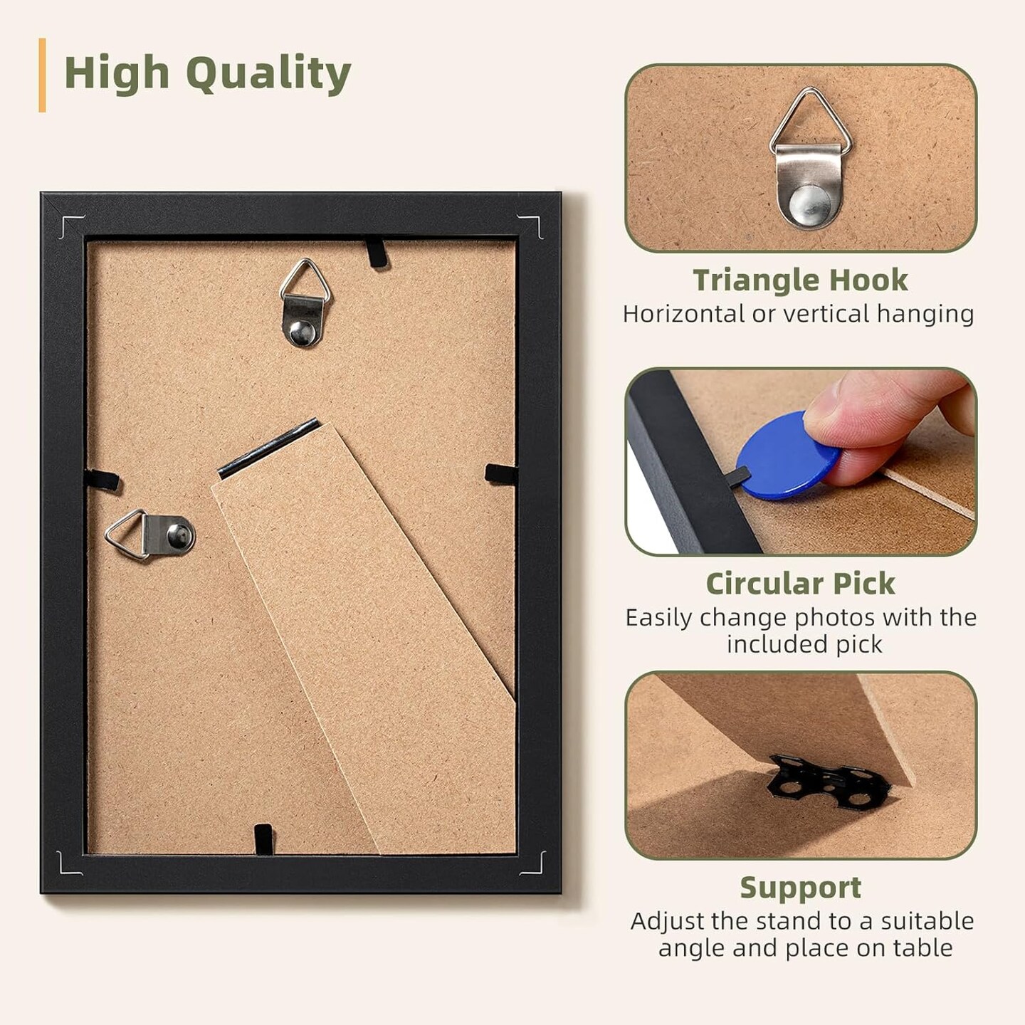 10 Sets of 5x7 Picture Frames - Displays 4x6 with Mat or 5x7 Without (Black)