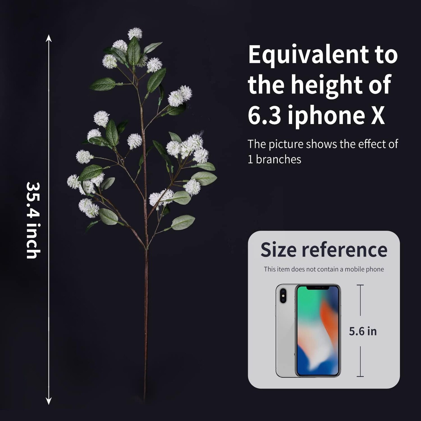 Artificial Plants,4PCS 35.4" Green Faux Branches for Vase,Artificial Plants for Shop Garden Office Home Décor (4, White Orchid Fruit)