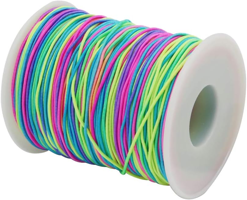 1mm Elastic String, 328 Feet Rainbow Stretchy Bracelet String Beading Cord for Bracelets