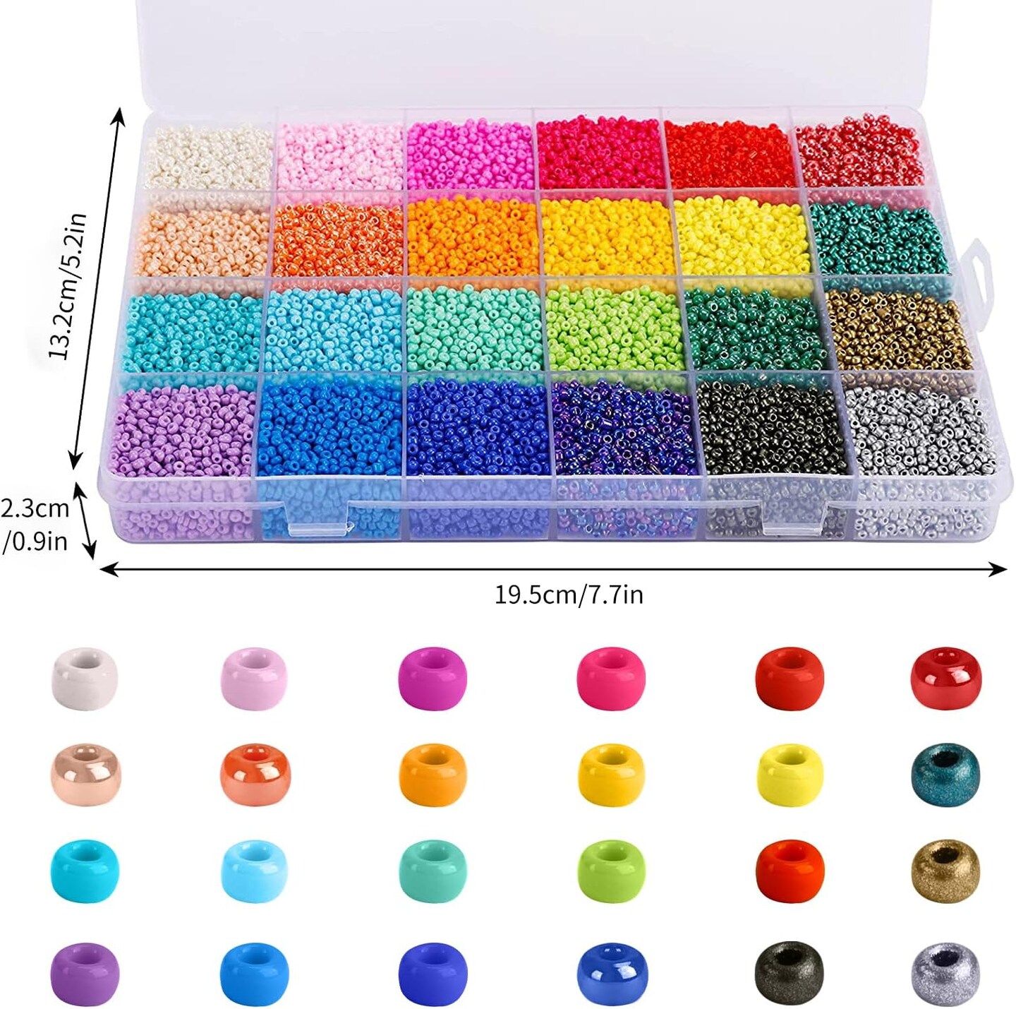 31200pcs 2mm Glass Seed Beads for Bracelet Making Kit, Small Beads