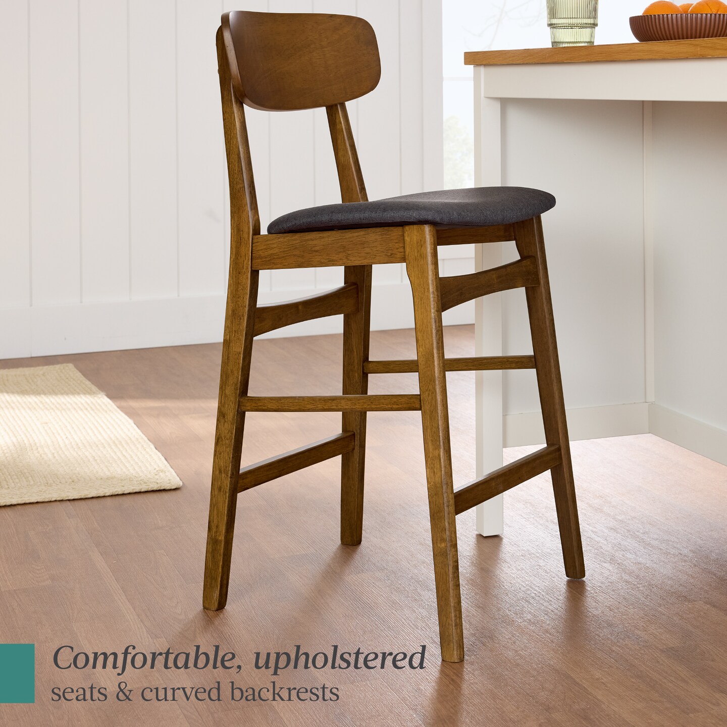 Best Choice Products 2-Piece Farmhouse Counter Height Bar Stool Set w/ Cushioned Seat, Wooden Backrest